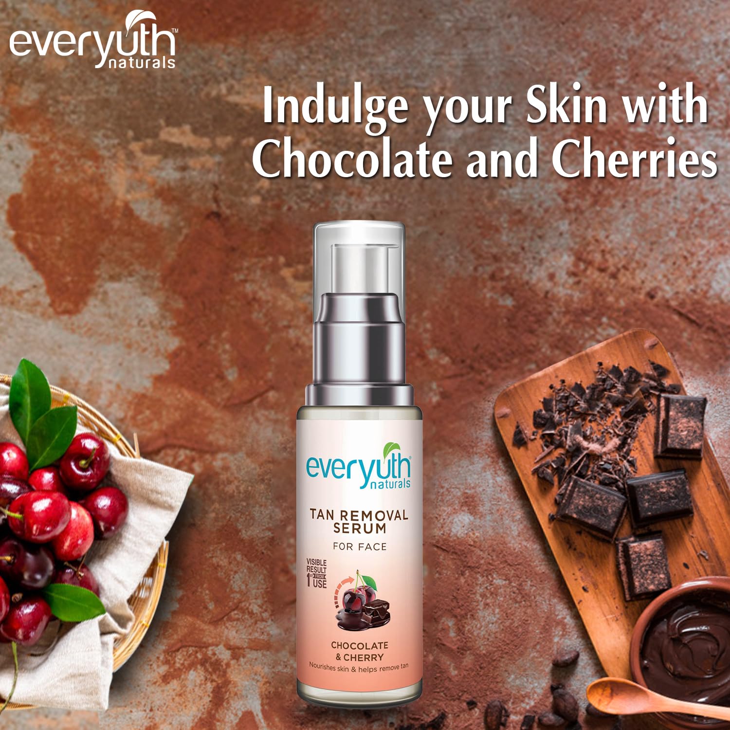 Everyuth Naturals Pure & Light Tan Removal Choco Cherry Serum, 30ml, Bottle image 5