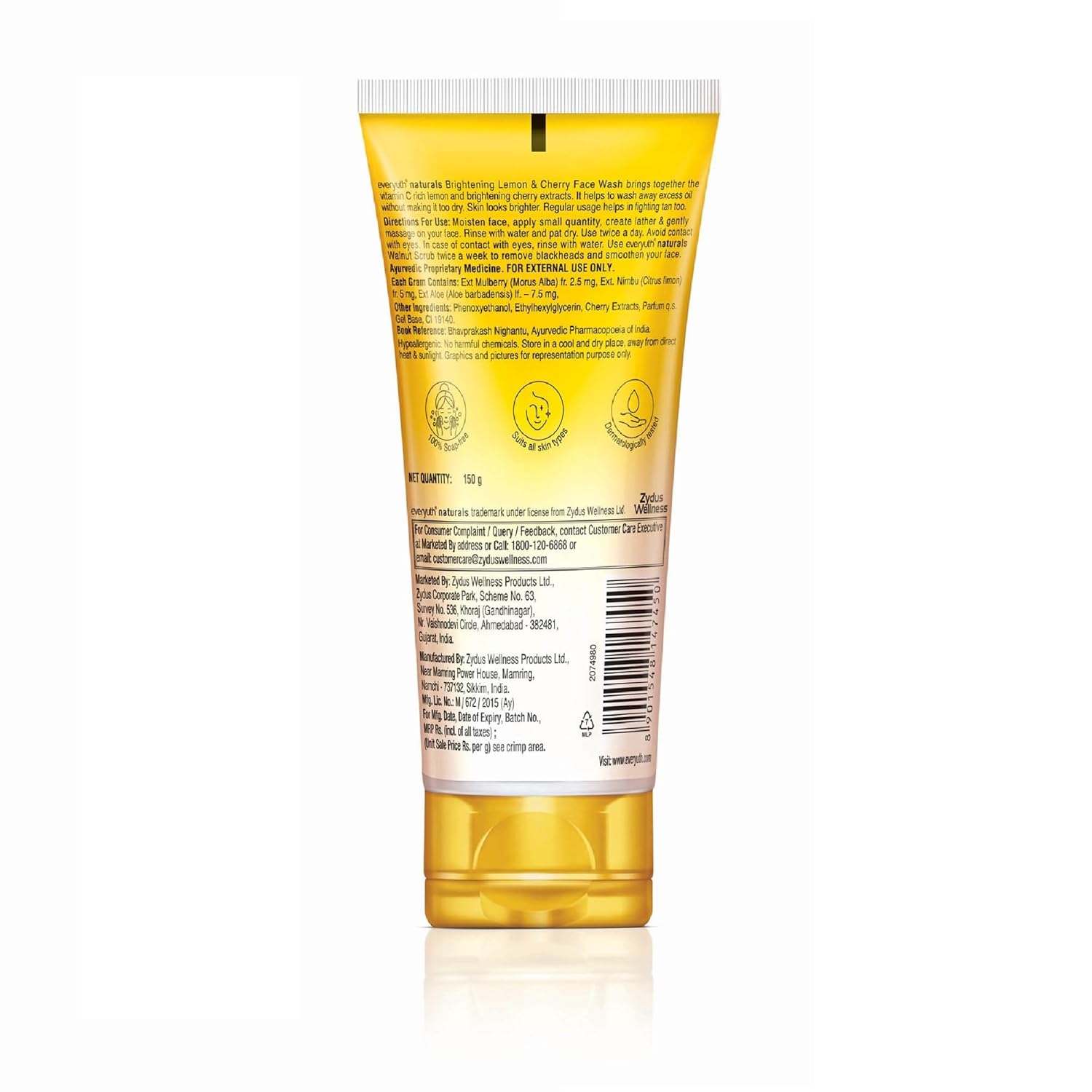 Everyuth Naturals Brightening Lemon & Cherry Face Wash -150 gm image 2