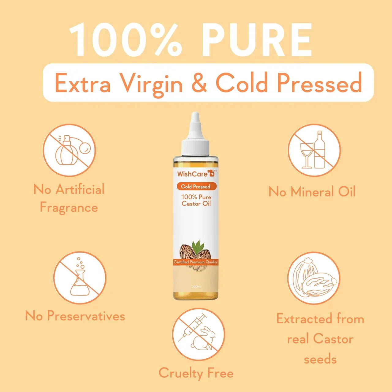 WishCare Premium Cold Pressed Castor Oil -200 ml image 3