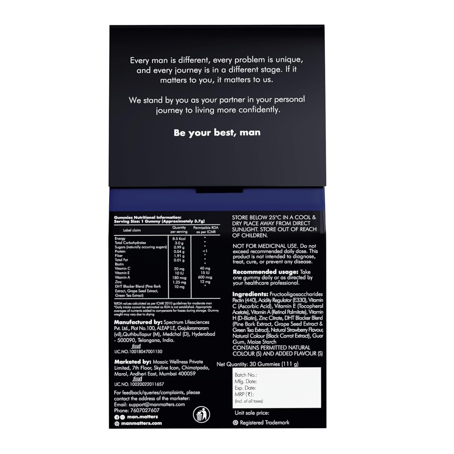Man Matters Biotin Hair Gummies  (30N) -Strawberry Flavour image 2