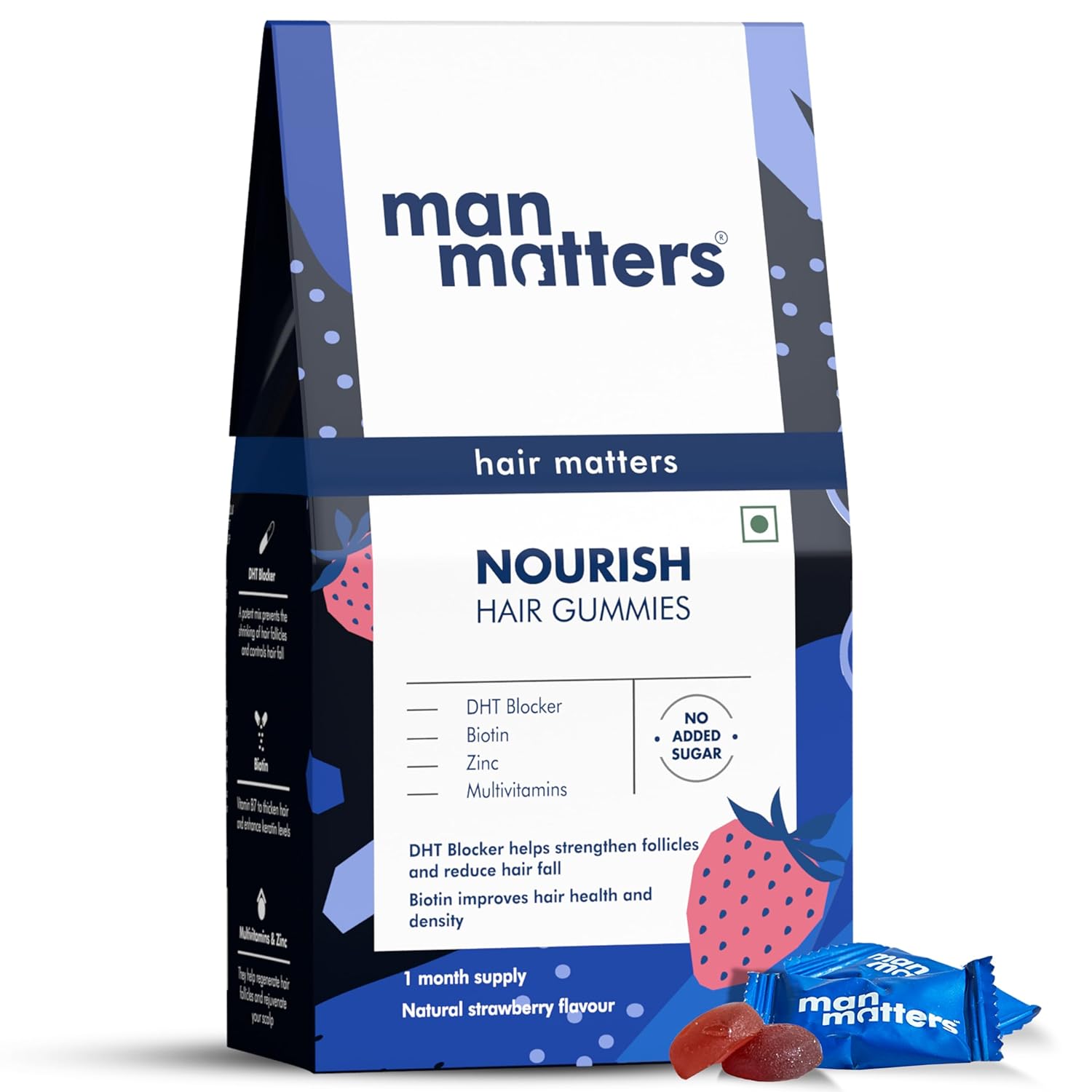 Man Matters Biotin Hair Gummies  (30N) -Strawberry Flavour