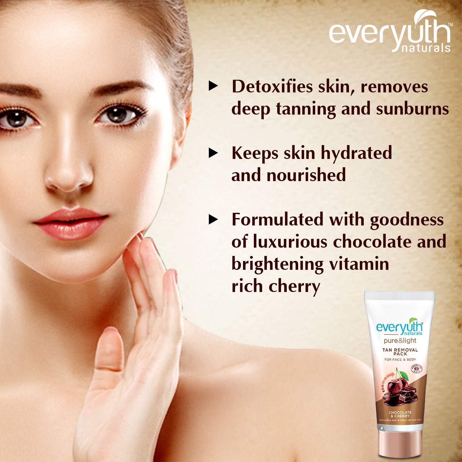 Everyuth Naturals Tan Removal Face Pack, Chocolate and Cherry, 50g image 5
