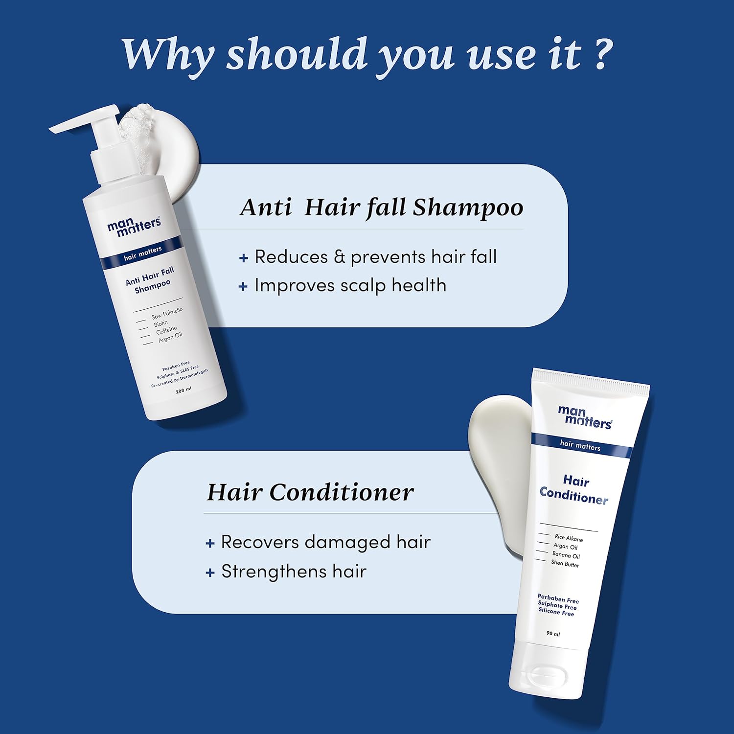 Man Matters Anti Hair Fall Shampoo 200ml and Conditioner 90ml image 4