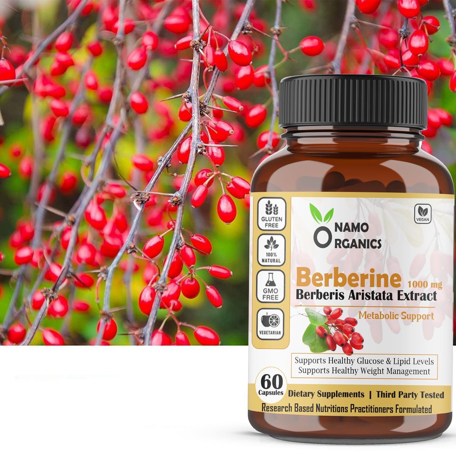 Namo Organics Berberine - 60 Capsules image 3