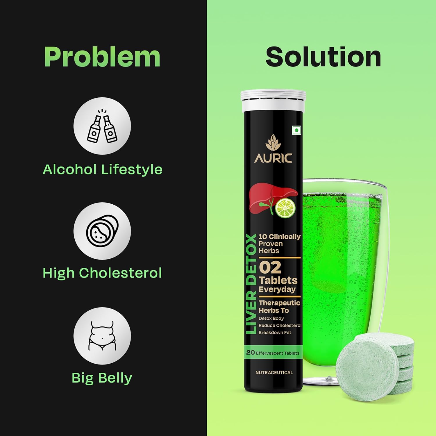 Auric Liver Detox Effervescent Tablet Drop Fizz & Drink image 6
