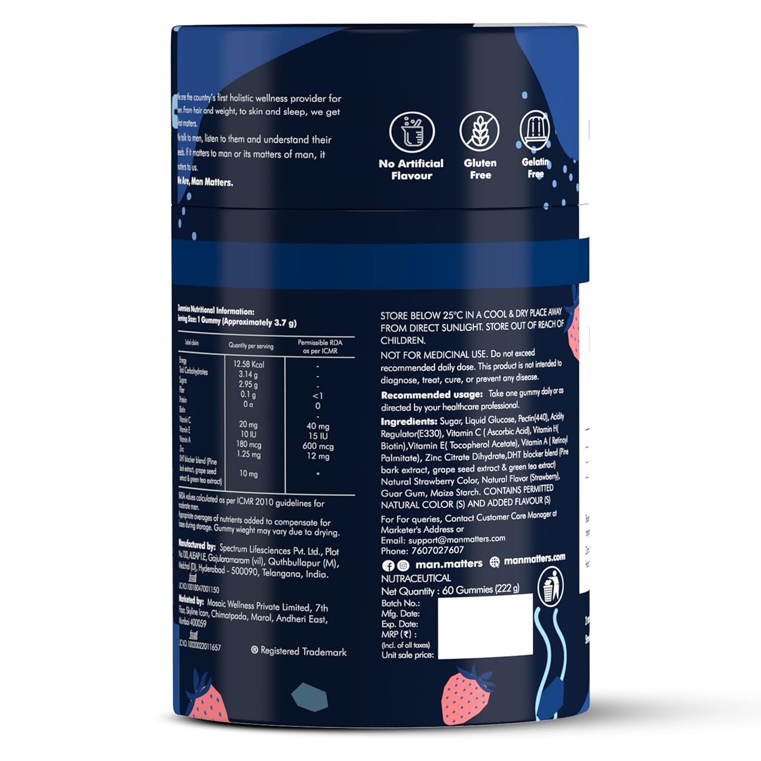 Man Matters Biotin Hair Gummies (90N) 100% Vegan & Gut Friendly image 4