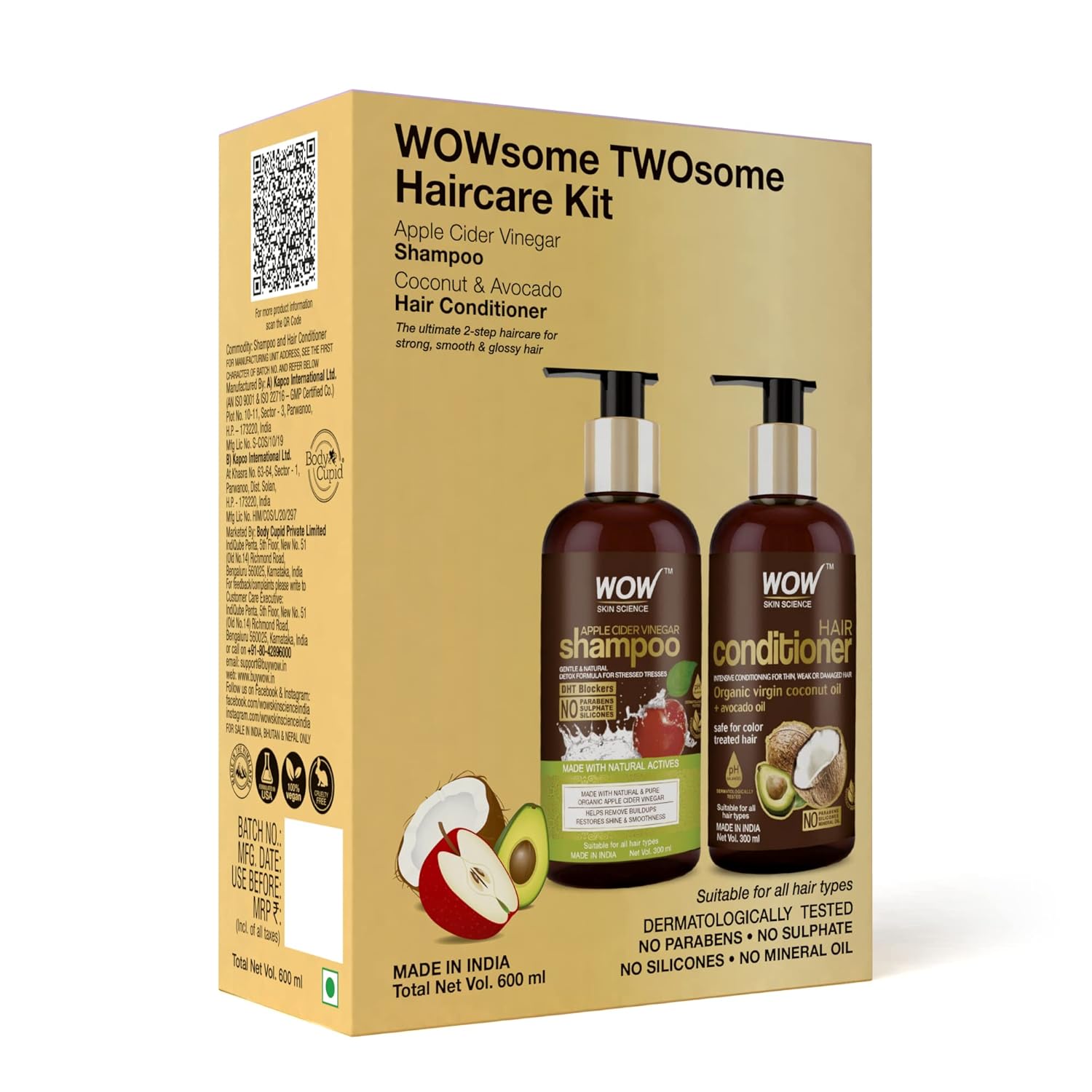 Wow Skin Science Apple Cider Vinegar Shampoo and Hair Conditioner Combo -300 ml + 300 ml image 2
