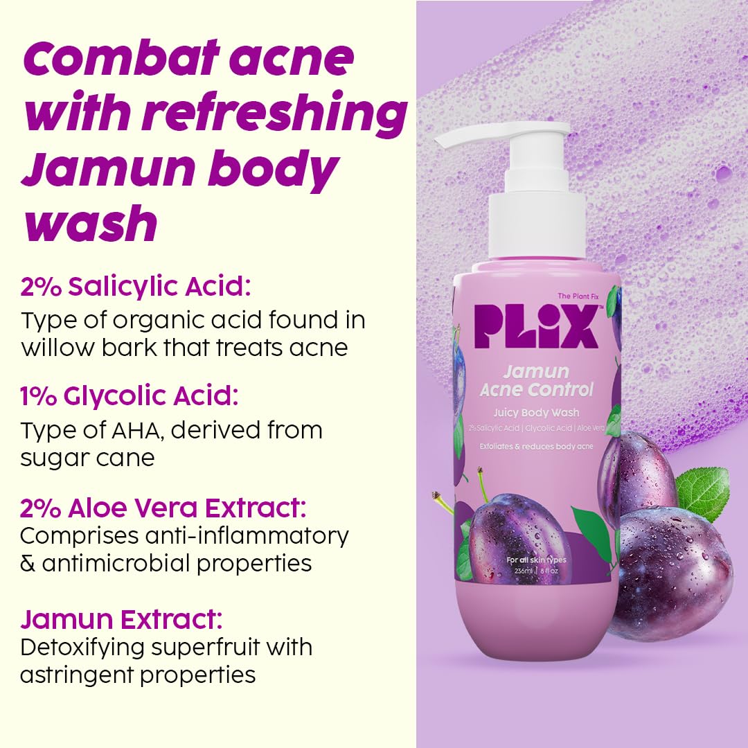 PLIX  Jamun Cleanser-100ml, Body Wash-236ml and Serum-30ml Combo image 3