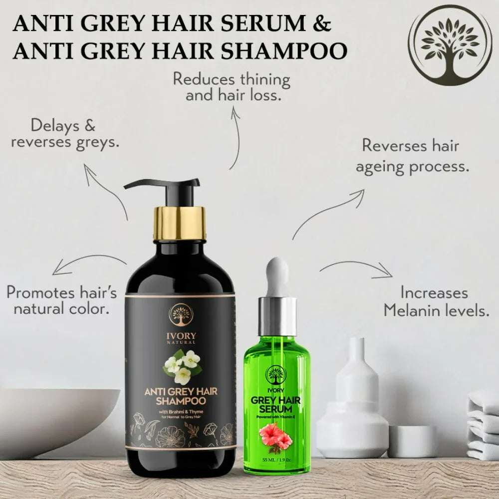 Ivory Natural Grey Hair Serum and Shampoo Combo image 4