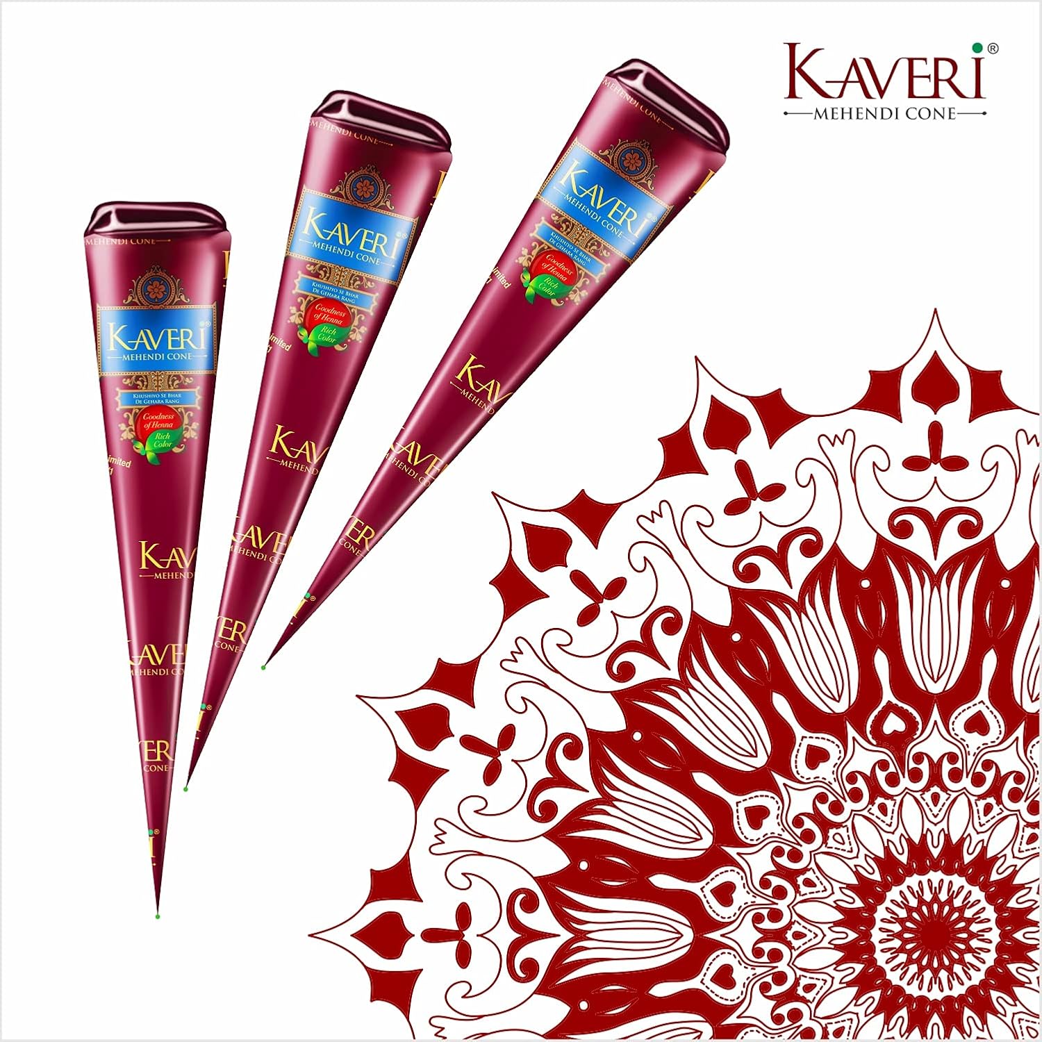 Natural Kaveri Temporary Tattoo Mehandi PACK OF 6 image 3