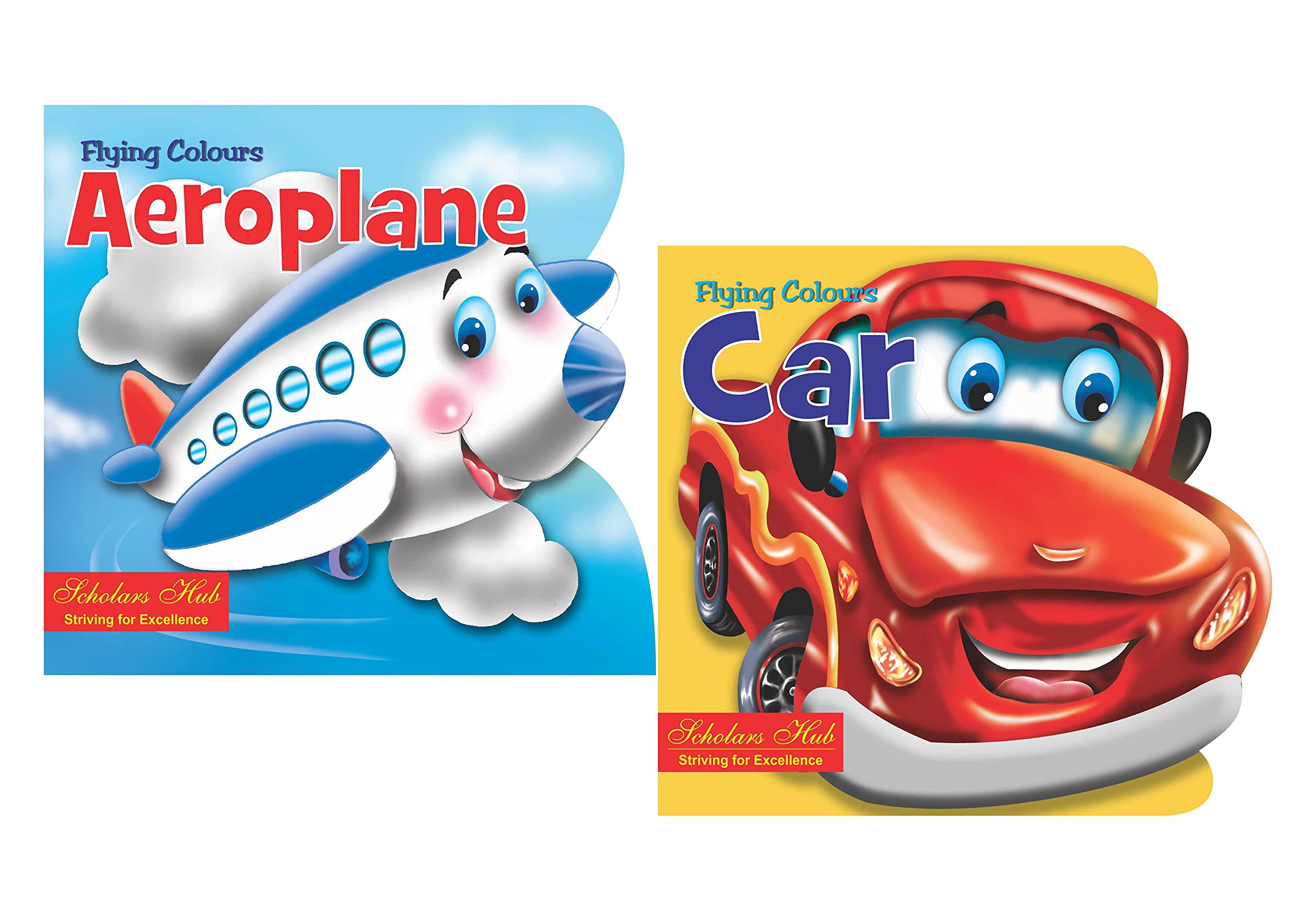 Storybook For Kids: Scholars Hub Flying Colours Cut Out Board Book (Cars, Aeroplane) (Set Of 2 Books) (Illustrated) (24…