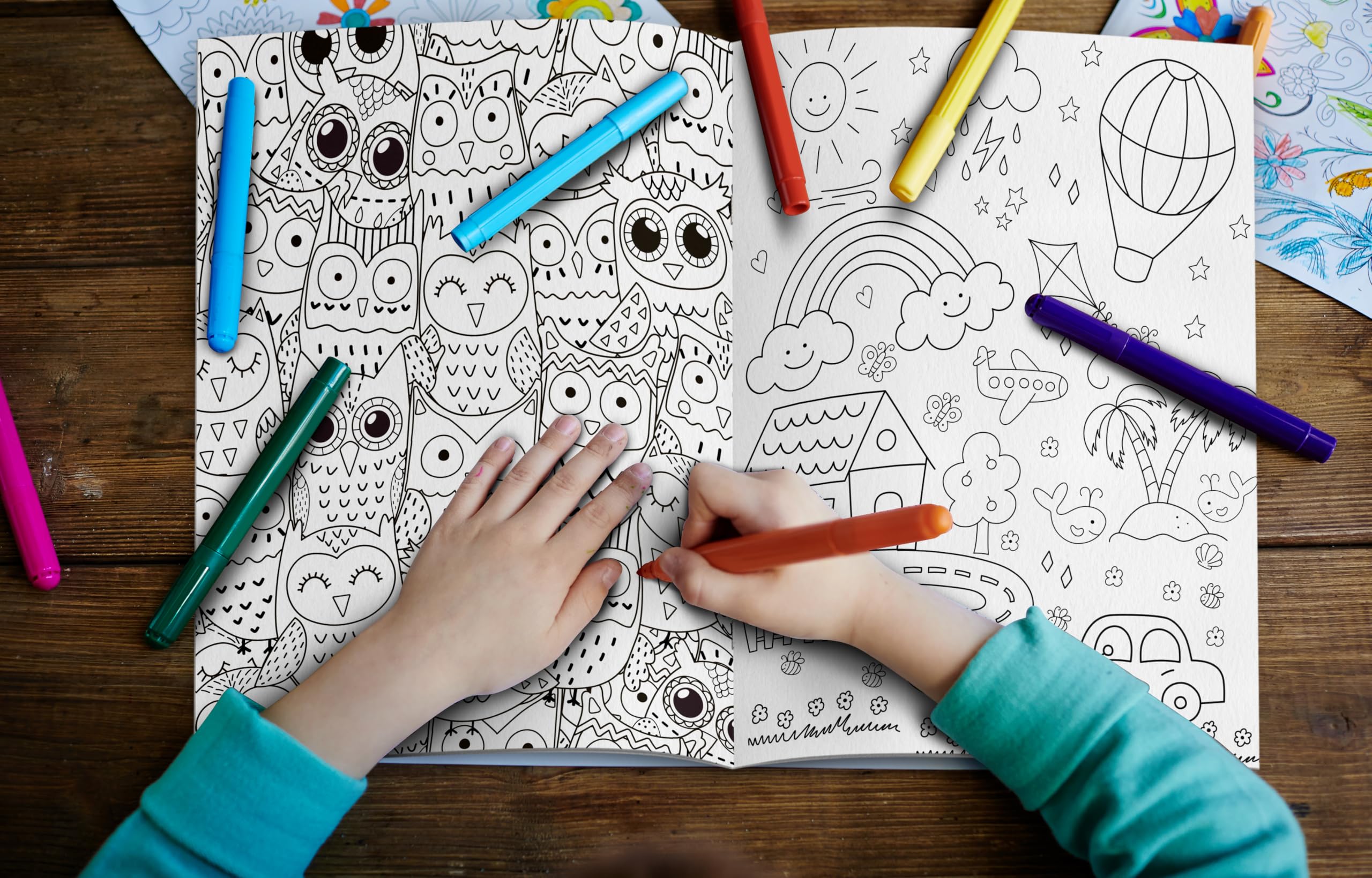 Doodle Colouring For Kids - Blue Edition : Kids Colouring Book, Colouring Book For Toddlers, Fun Learning Colouring Book…