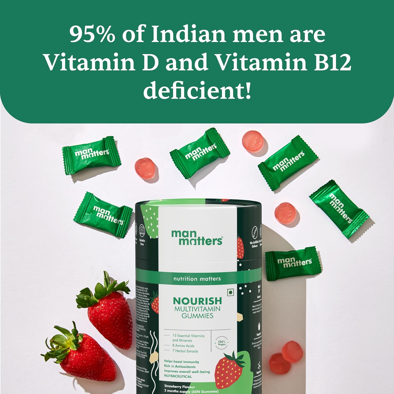 Man Matters Multivitamin Gummies For Men - Strawberry Flavor -60 Gummies image 7