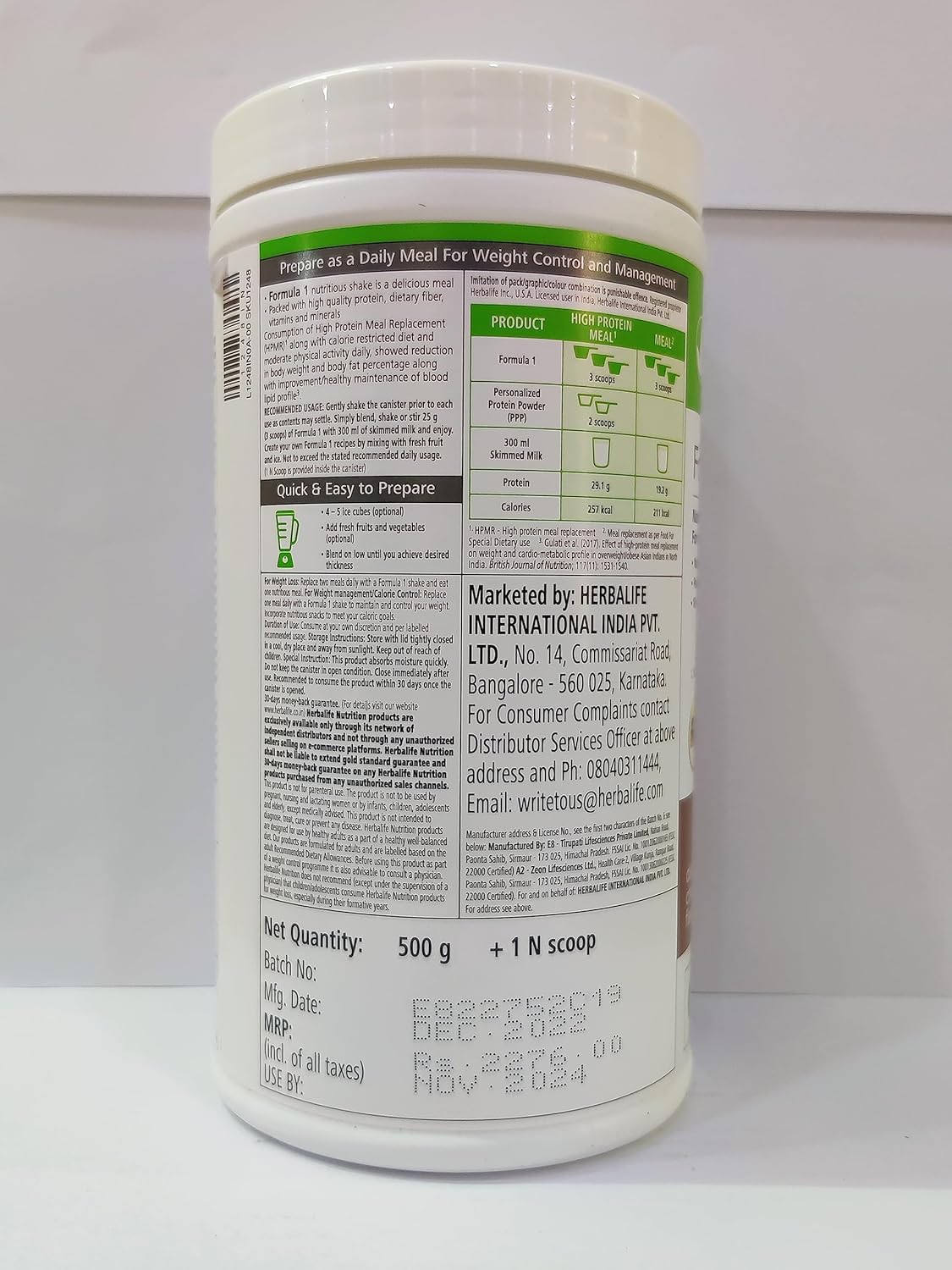 Herbalife Formula 1 Nutrition Shake Mix Chocolate Flavour 500 g image 2