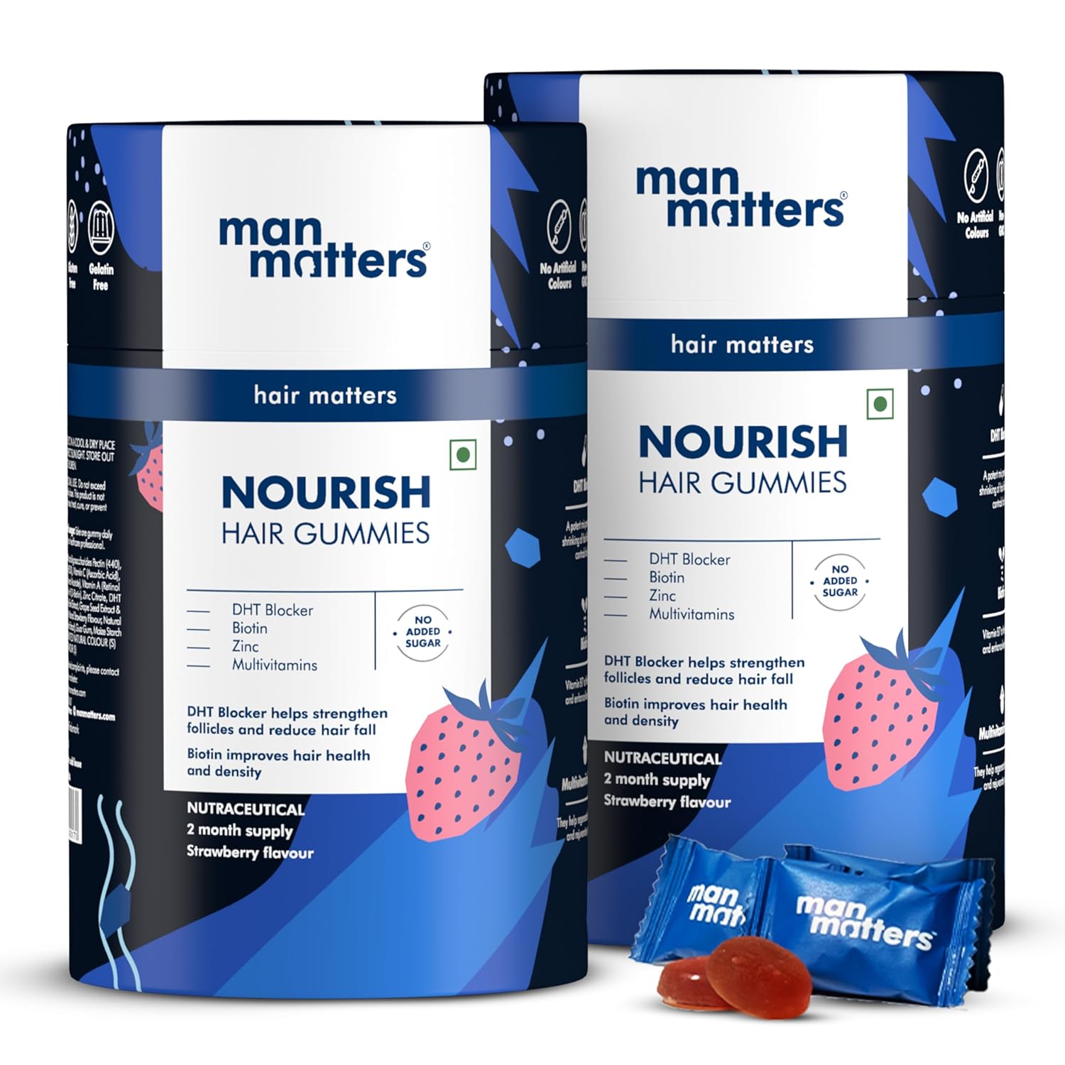 Man Matters Biotin Hair Gummies (90N) 100% Vegan & Gut Friendly image 3