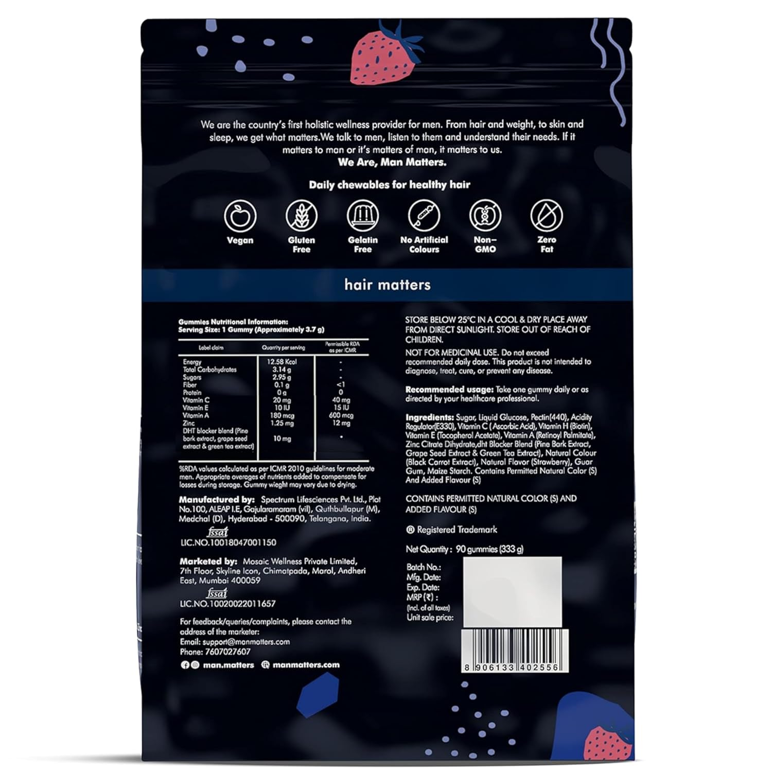 Man Matters Biotin Hair Gummies  (30N) -Strawberry Flavour image 4