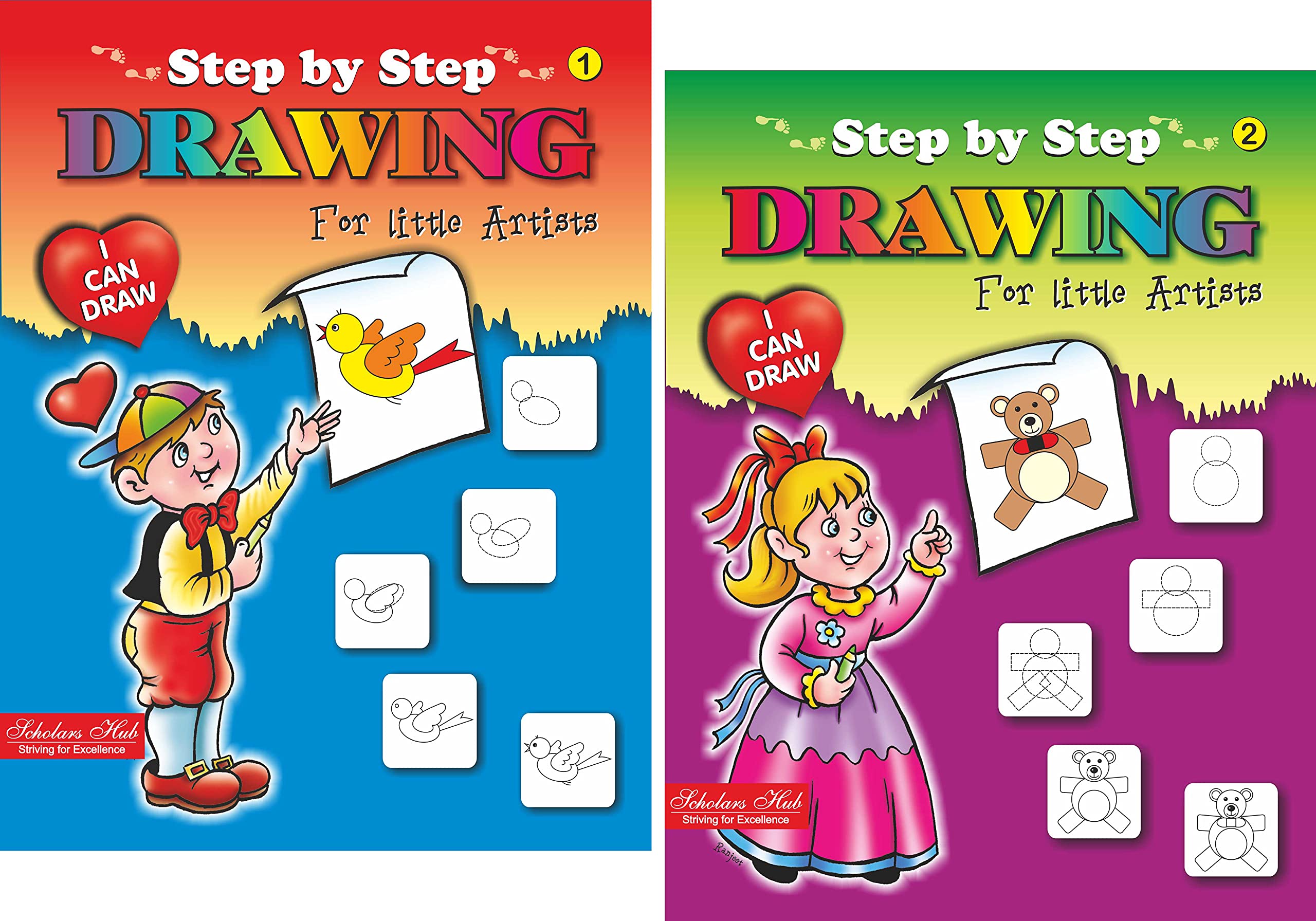 Coloring Book For Kids: Scholars Hub Step By Step Drawing Book -Vol 1, Vol 2 ( Set Of 2 Books) | 48 Pages (image 3)