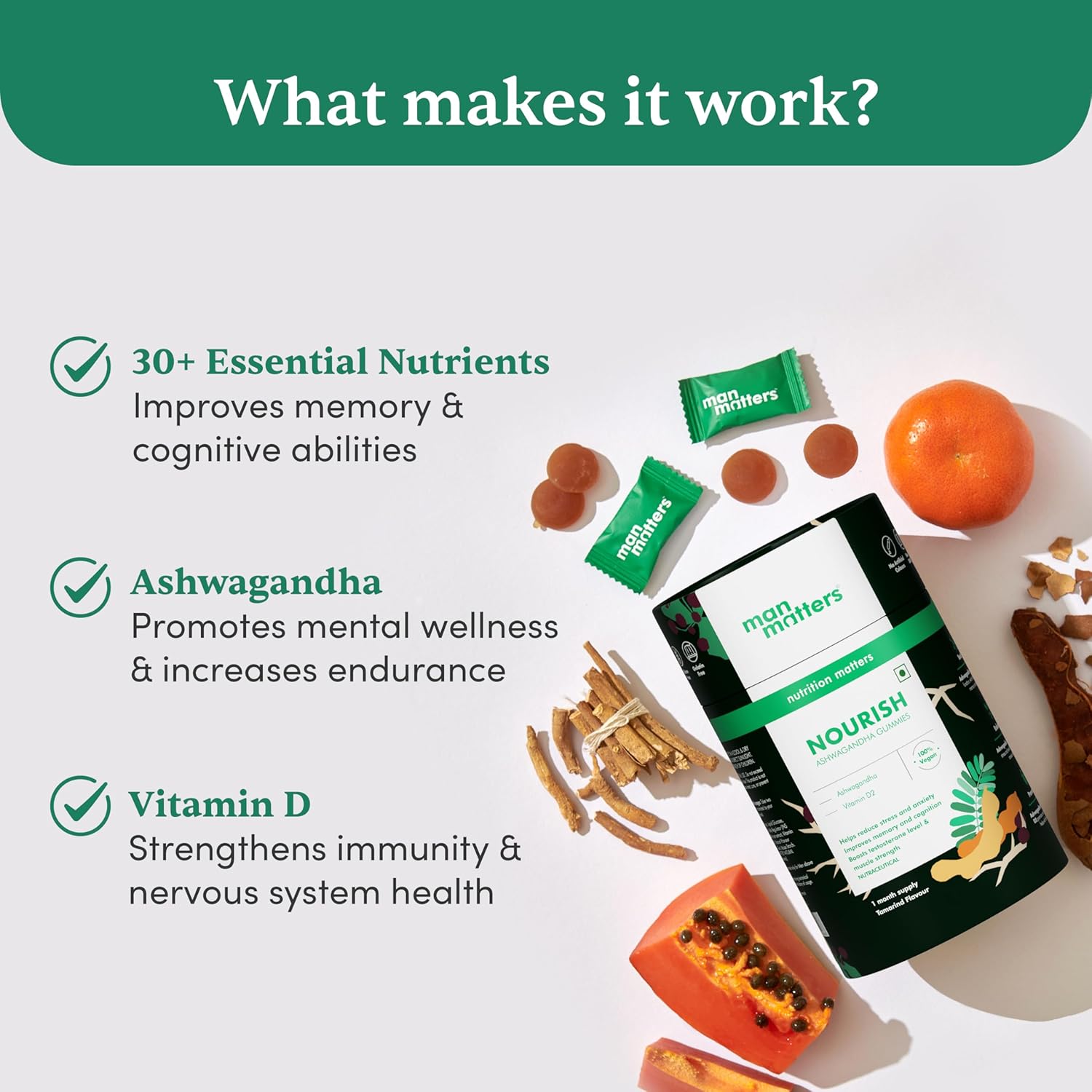 Man Matters Ashwagandha Gummies (Pack of 2) | 300mg -120.00 Gummies image 4