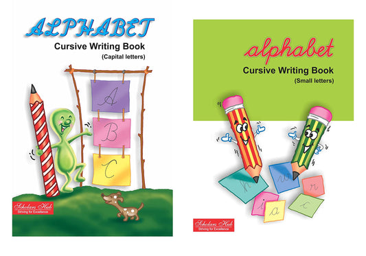 Scholars Hub Cursive Writing Book (Practice)- Alphabet Cursive Writing. (Capital) & Alphabet Cursive Writing. (Small) (Set…