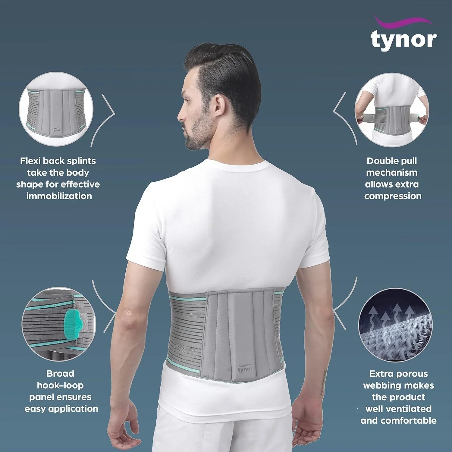 TYNOR Lumbo Sacral Belt, Grey, XL, 1 Unit image 4