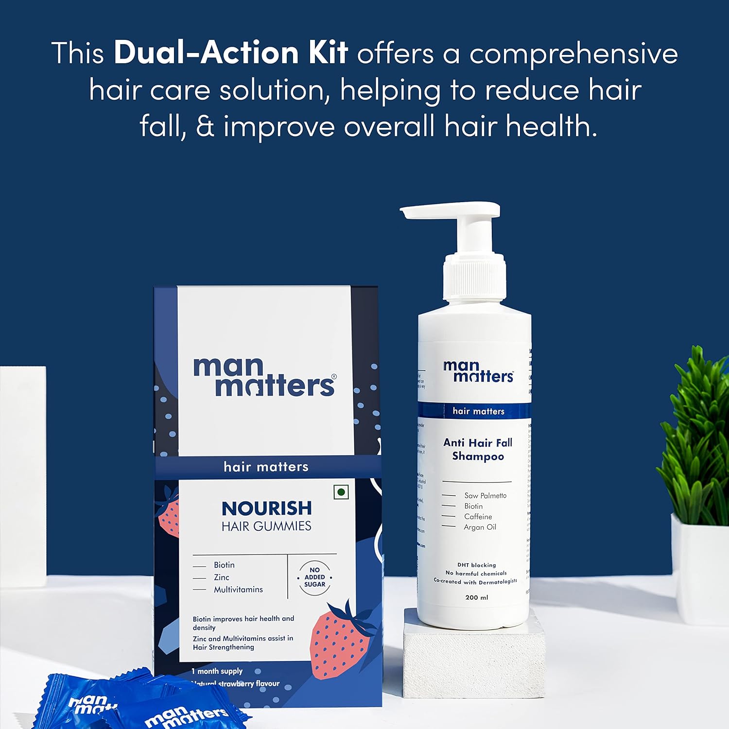 Man Matters Biotin Hair Gummies 30N & Anti Hair Fall Shampoo 200ml image 5