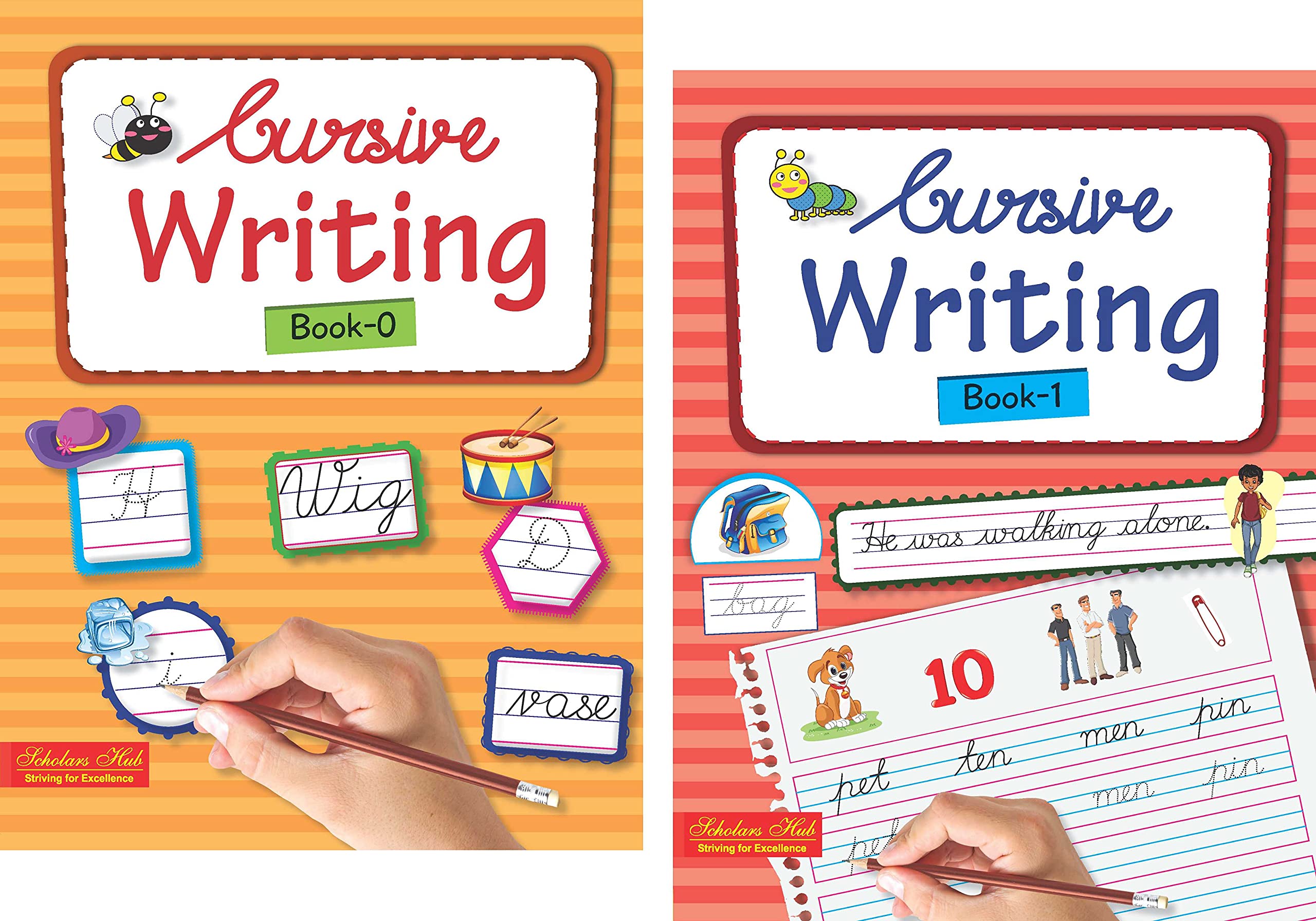 Scholars Hub Cursive Writing Books Combo (Vol 0,1) (For Ages 4-6)- Capital Letters, Small Letters & Word Family | Pack Of 2…