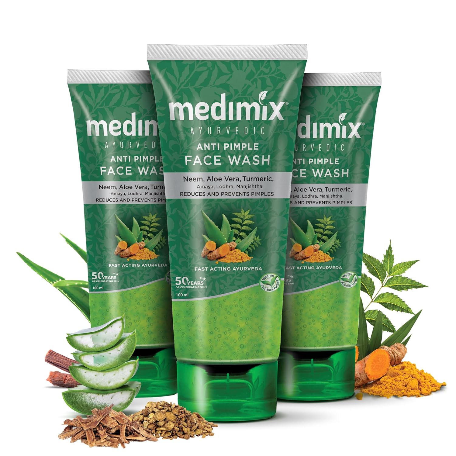 Medimix Ayurvedic Anti Pimple Face Wash 50ml  With Neem, Aloe Vera, and Turmeric image 5