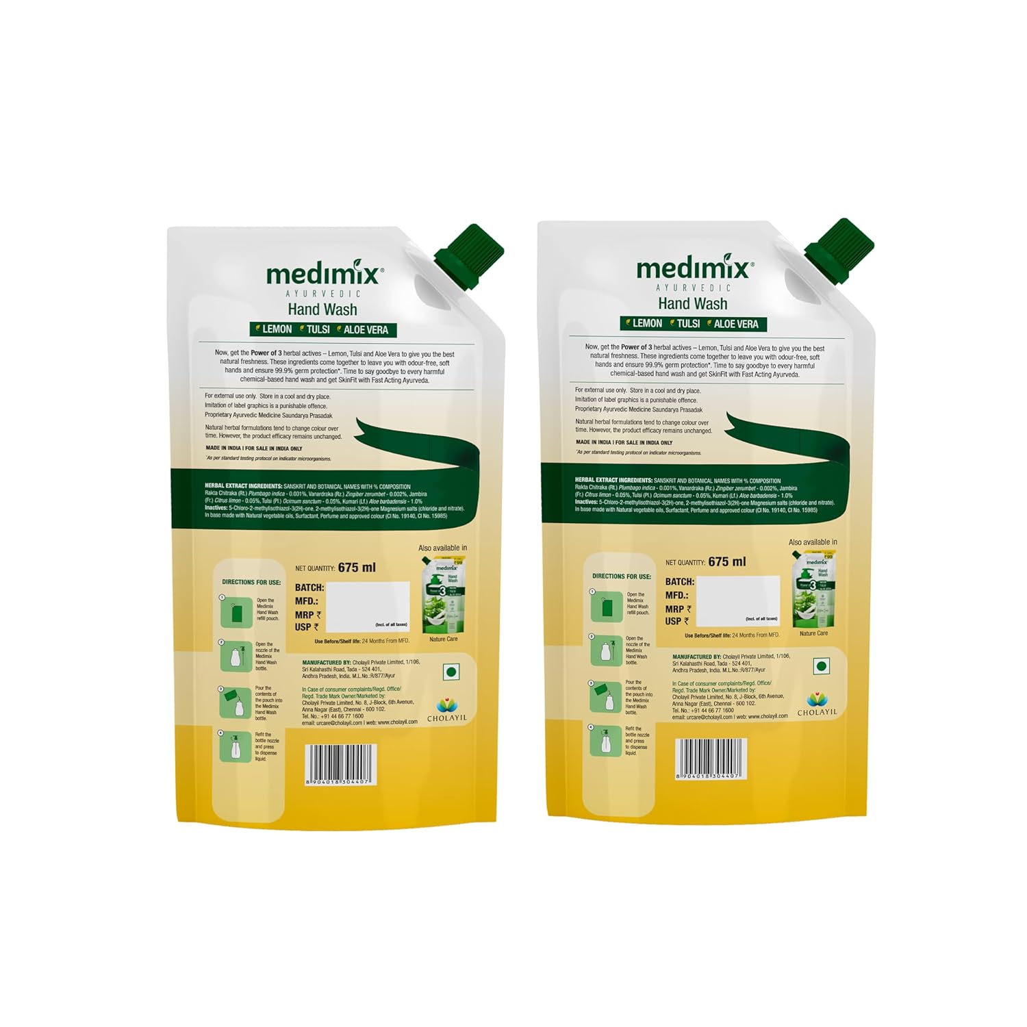 Medimix Ayurvedic Nature Fresh Hand Wash With Lemon, Tulsi & Aloe Vera 675ml image 4
