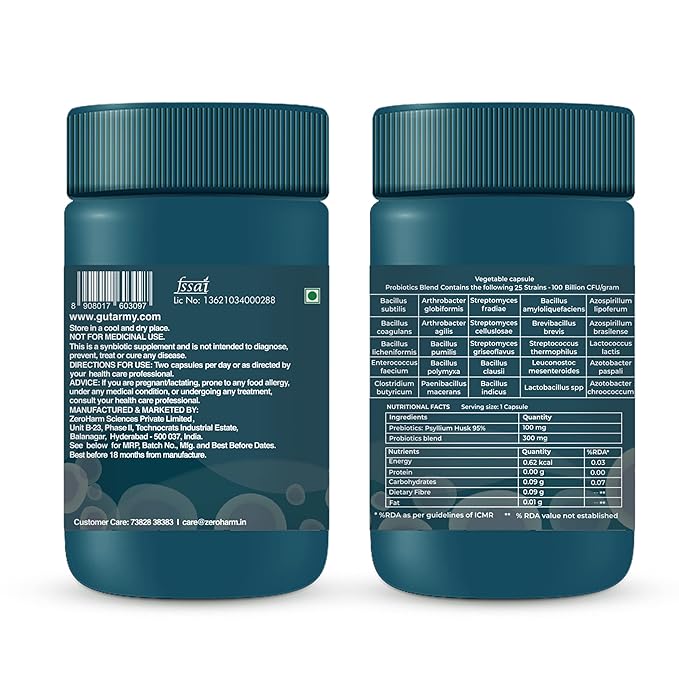 ZEROHARM Gut Army Probiotics Supplement for Men & Women - 60 tabs image 4