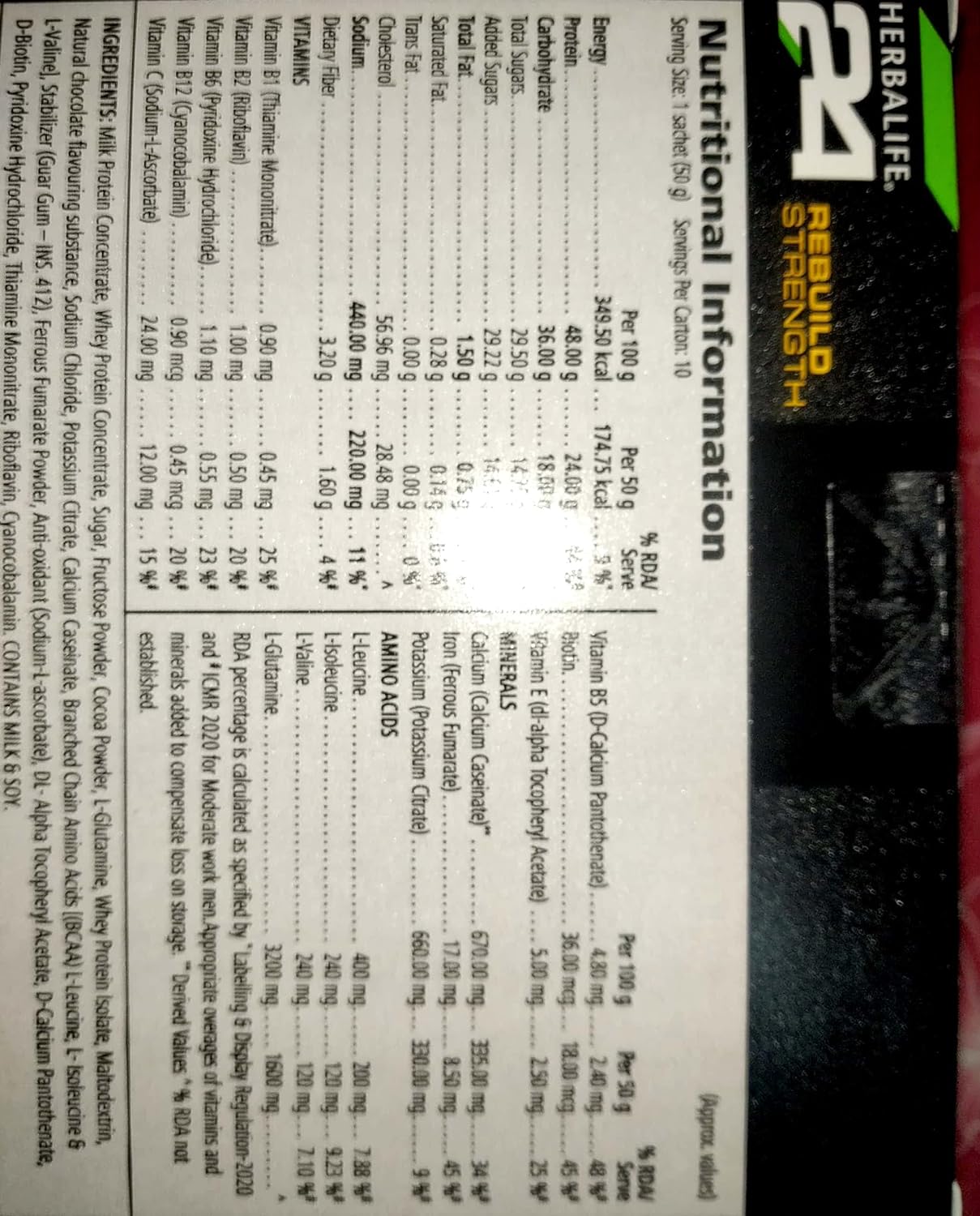 tHerbalife Nutrition H24 Rebuild Strength Health Supplement -500 gm image 5