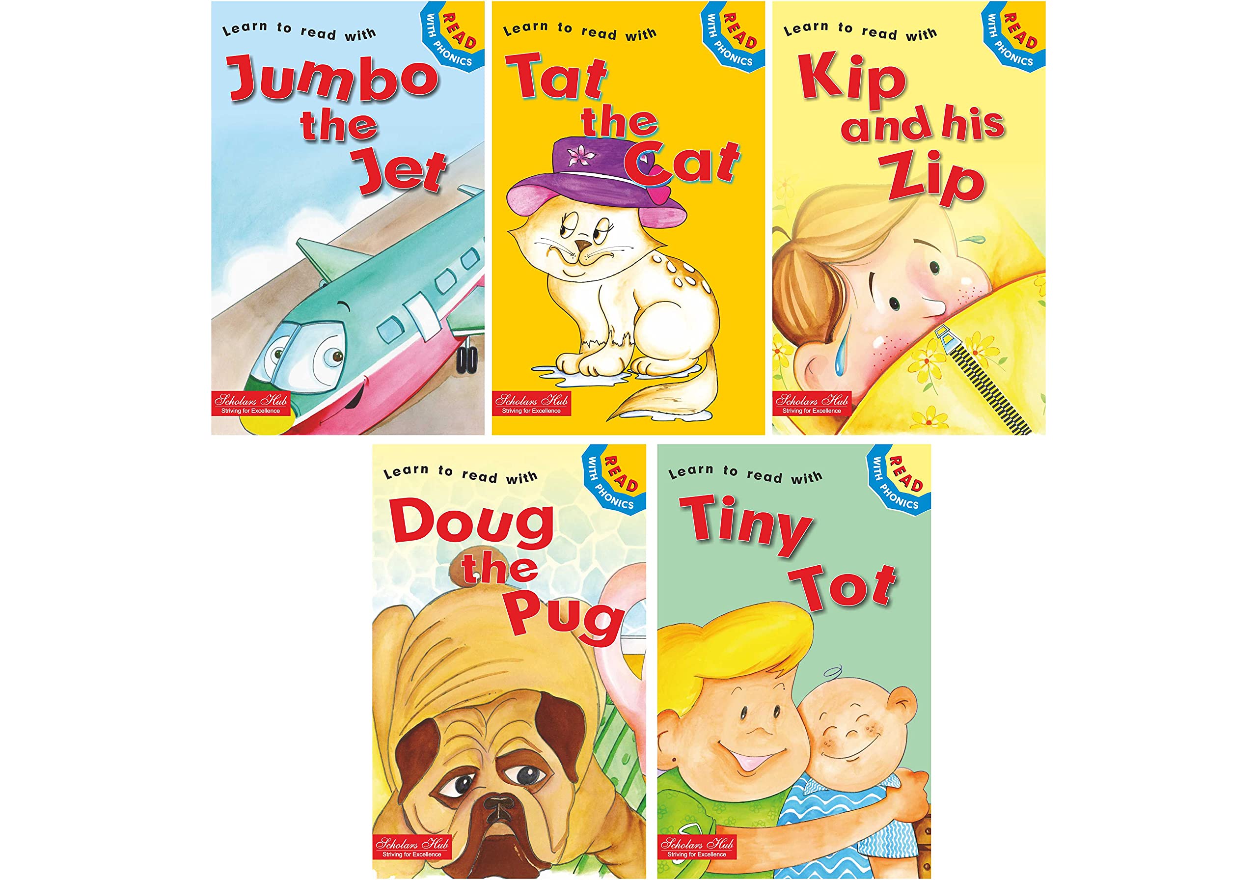 Scholars Hub Phonics Story Book - Read With Phonics (Set Of 5 Books) (Illustrated) (100 Pages)| Large Print Story Book For…