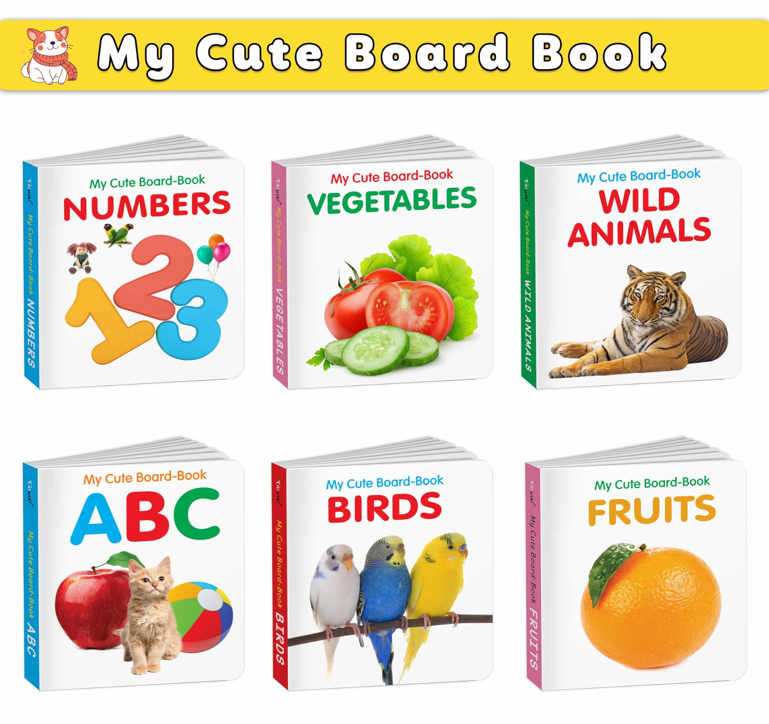 Pocket Board Book Set Of Abc, Numbers, Fruits, Vegetables, Wild Animals, Birds - Kids Educational Board Book, Preschool…