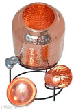 Copper Art Hammered Copper water dispenser (Matka/Pot) Container Pot Water Tank 5000 ML with 1 copper glass and Stand for Home image 3