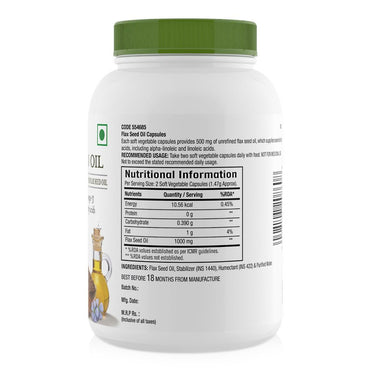 GNC Flax Seed Oil 1000mg Vegetarian Omega 3 & 6 Capsules for Overall Well Being - 180 tabs image 2