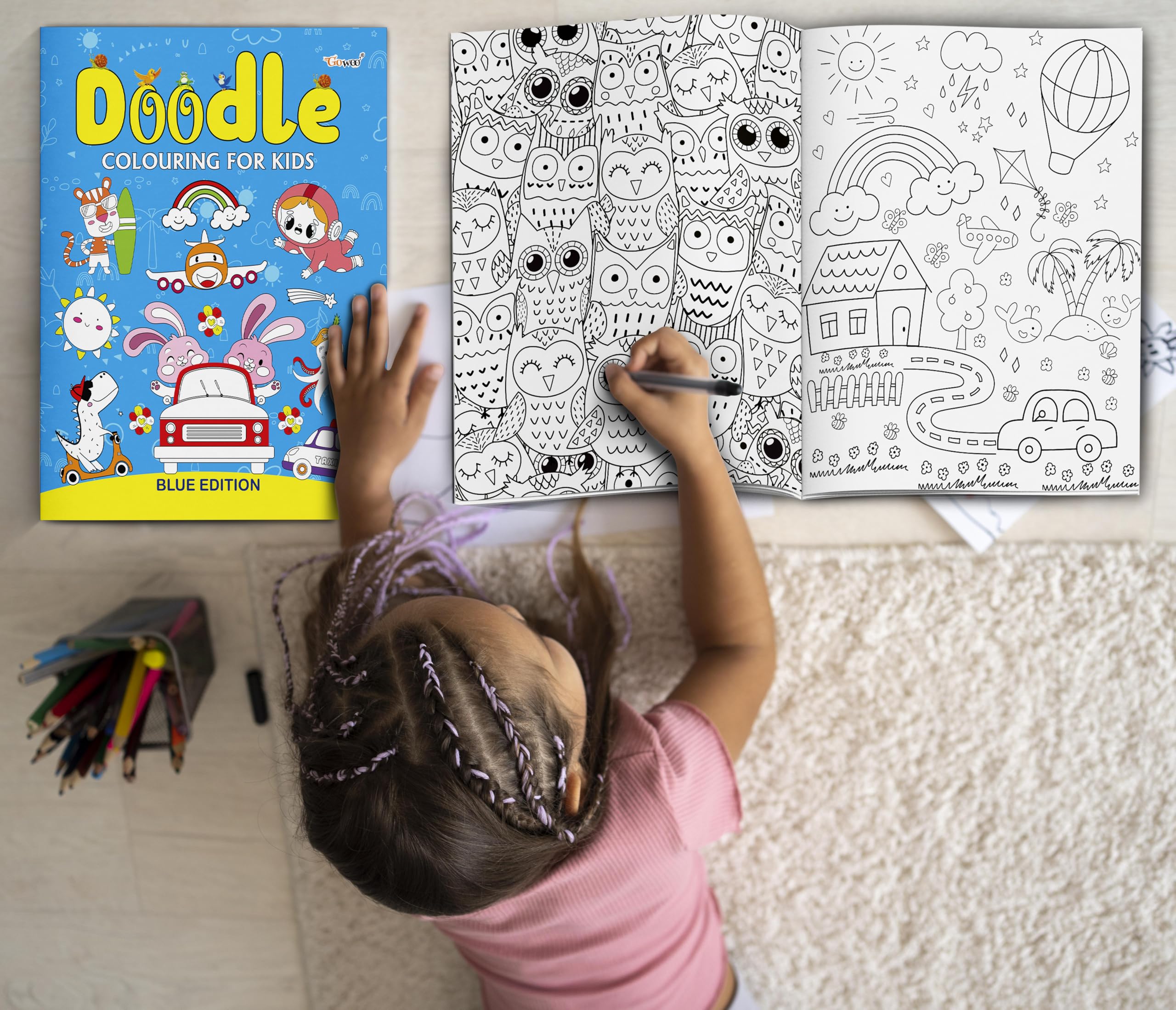 Doodle Colouring For Kids - Blue Edition : Kids Colouring Book, Colouring Book For Toddlers, Fun Learning Colouring Book…