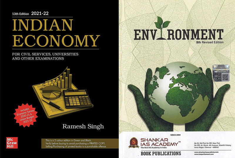 INDIAN ECONOMY BY RAMESH SINGH + ENVIRONMENT BY SHANKAR Product Bundle – 1 January 2021
