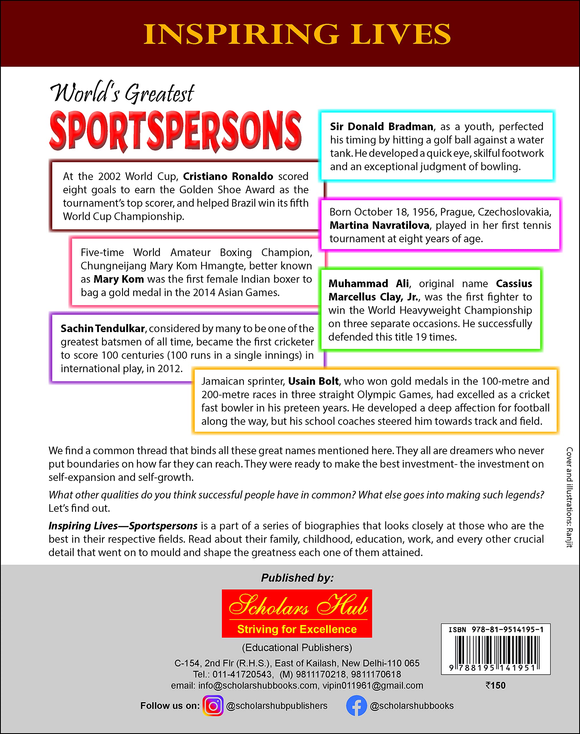 Inspiring Lives:Worlds Greatest Sportspersons : Biographies Of Inspirational Personalities For Kids | 124 Pages – Scholars…