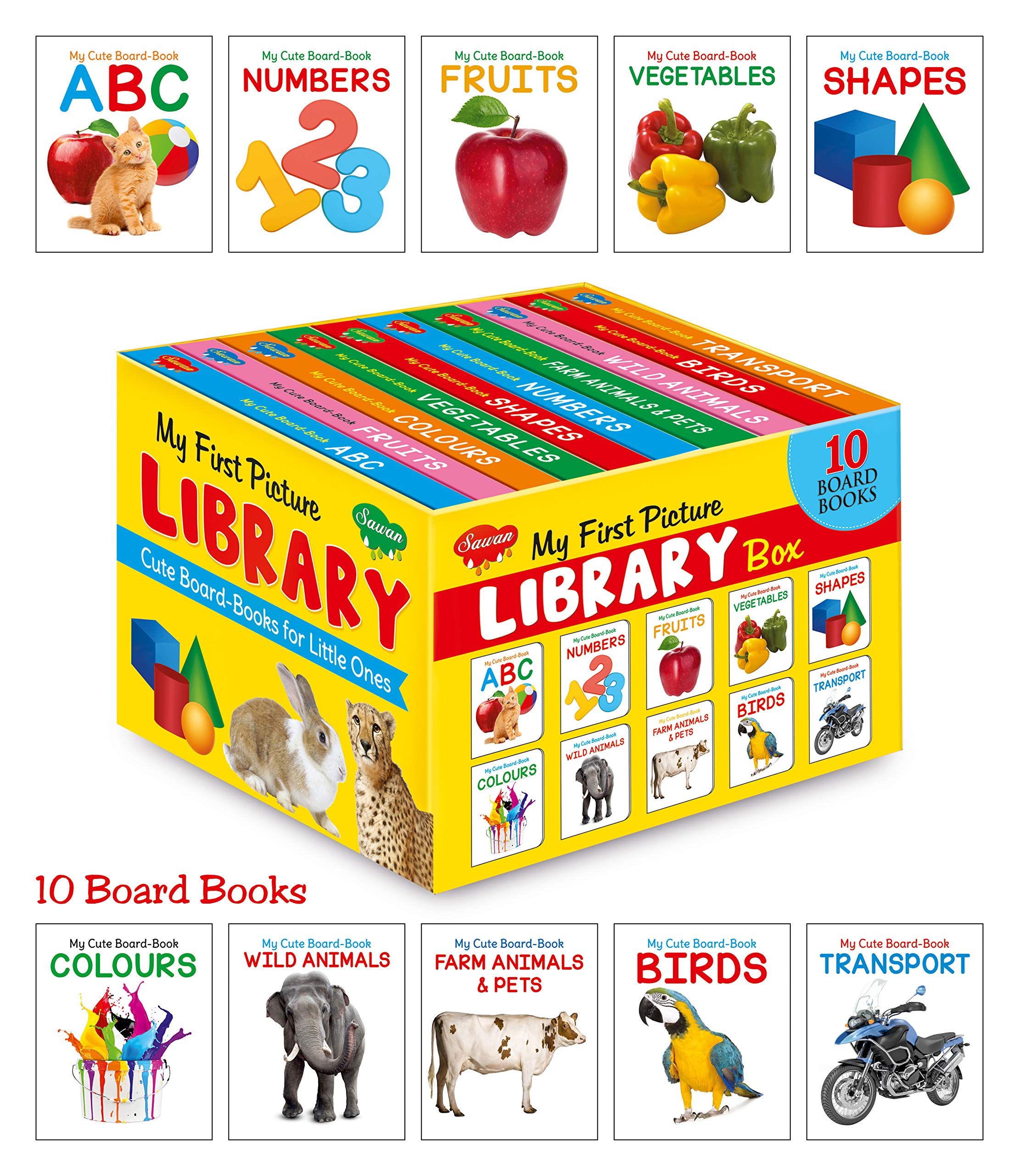 My First Picture Library Box Of 10 Board Books (Pre-School Books) | Gift Set For Kids [Board Book] Sawan; Manoj…