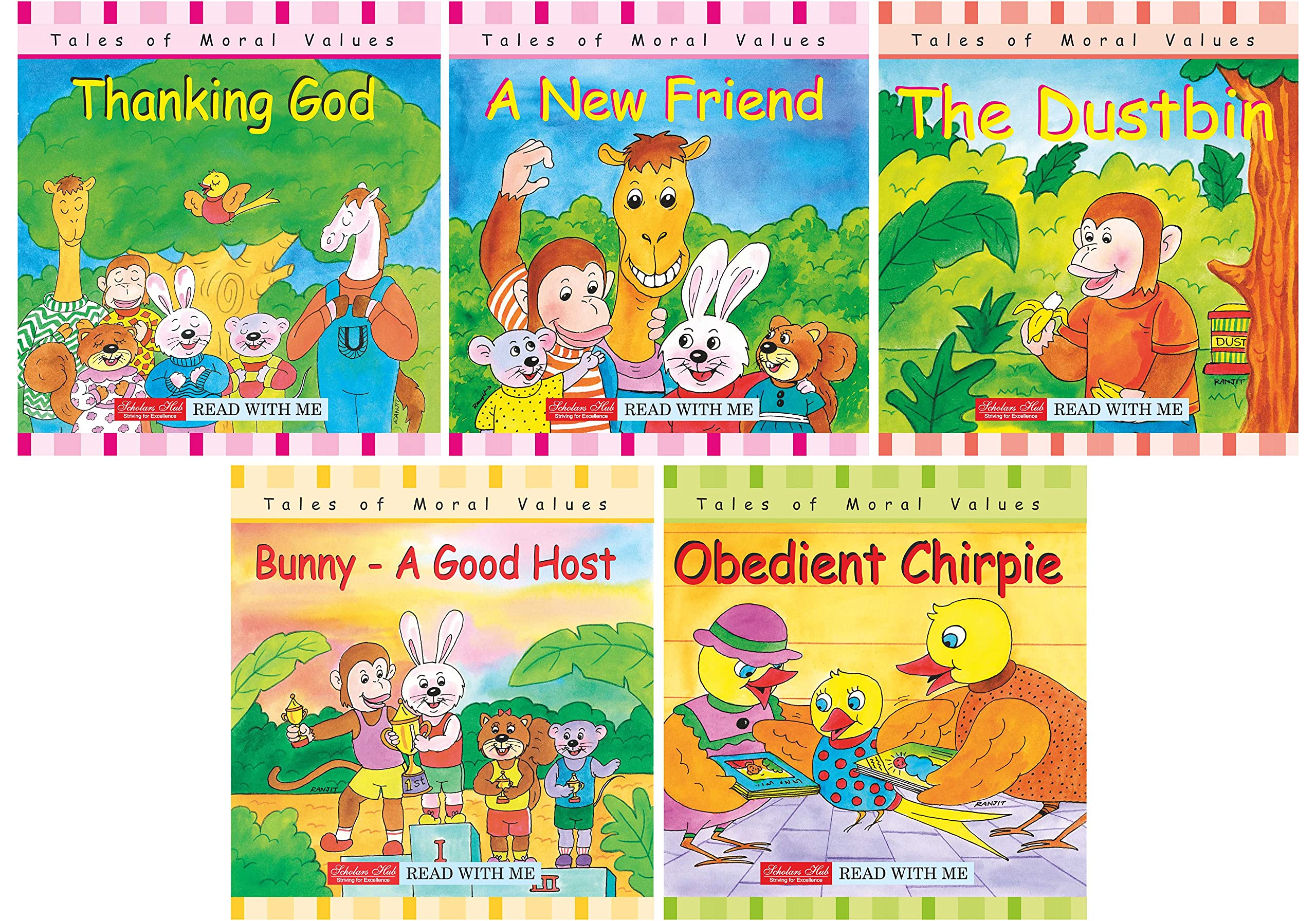 Storybook For Kids: Scholars Hub Moral Values Story Set 1 (Set Of 5 Books) (Illustrated) (Ages 5+) (80 Pages) | Thanking…