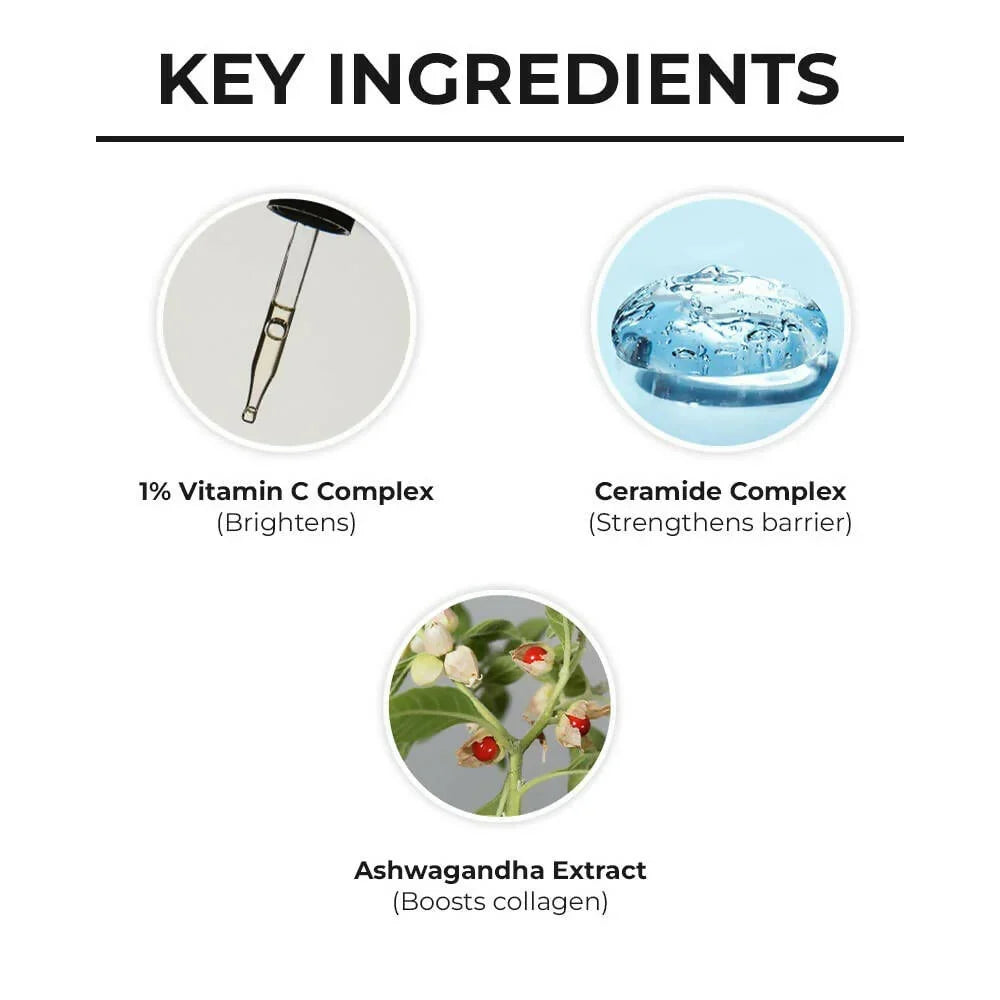 Dr. Sheth's Ceramide & Vitamin C Oil Free Moisturizer Hydrate & Brighten Skin With Vitamin C, Ceramide & Ashwagandha, For All Skin Types -50gm image 2