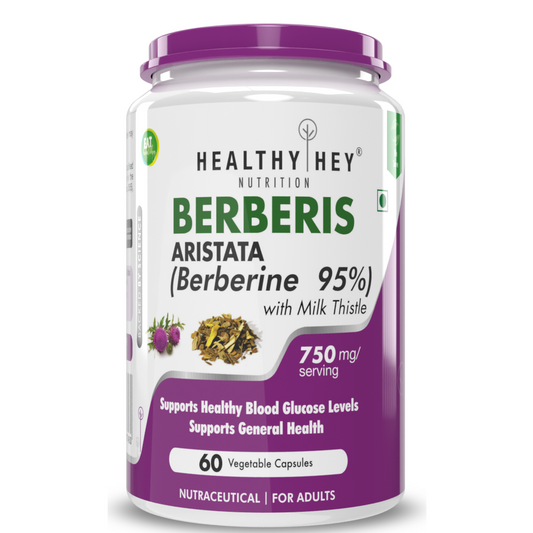 Healthyhey Berberis Berberine 95% with Milk Thistle - 60 Vegetable Capsules