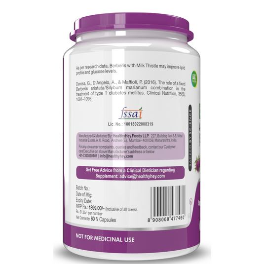 Healthyhey Berberis Berberine 95% with Milk Thistle - 60 Vegetable Capsules image 3