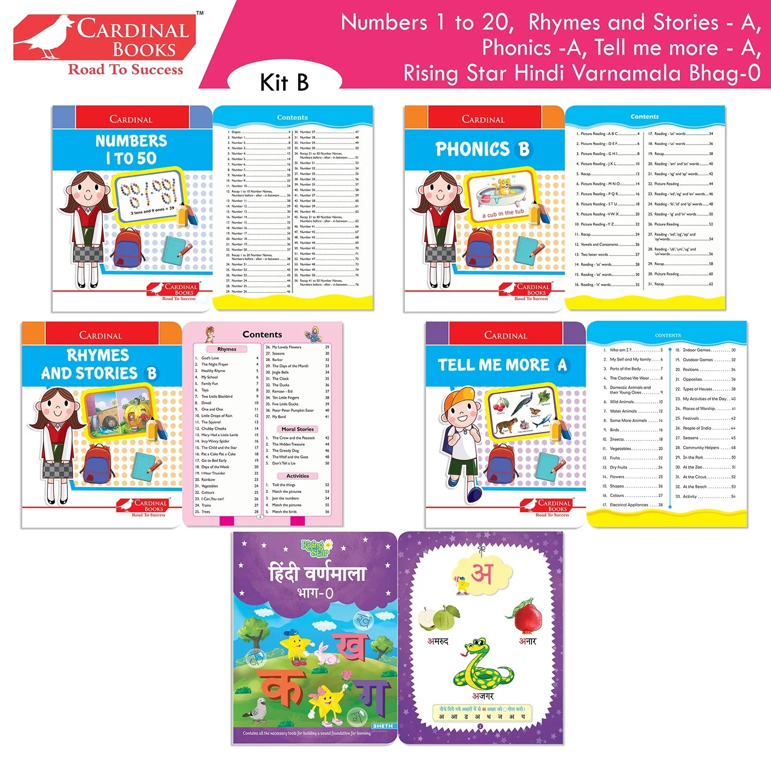Cardinal Books Preschool Learning Junior KG (LKG) Kit C Set of 16| Ages 4-5 Years| Alphabet| Number| Rhymes and Stories…