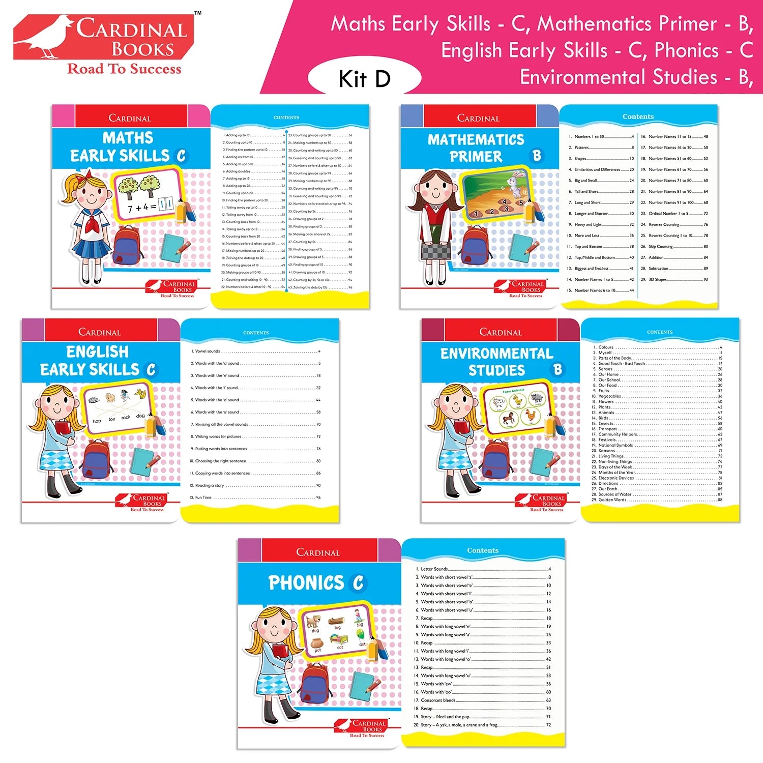 Cardinal Books Preschool Learning Senior KG (UKG) Kit D Set of 16| Cursive Alphabet| Number|Rhymes and Stories| Phonic|Ages…