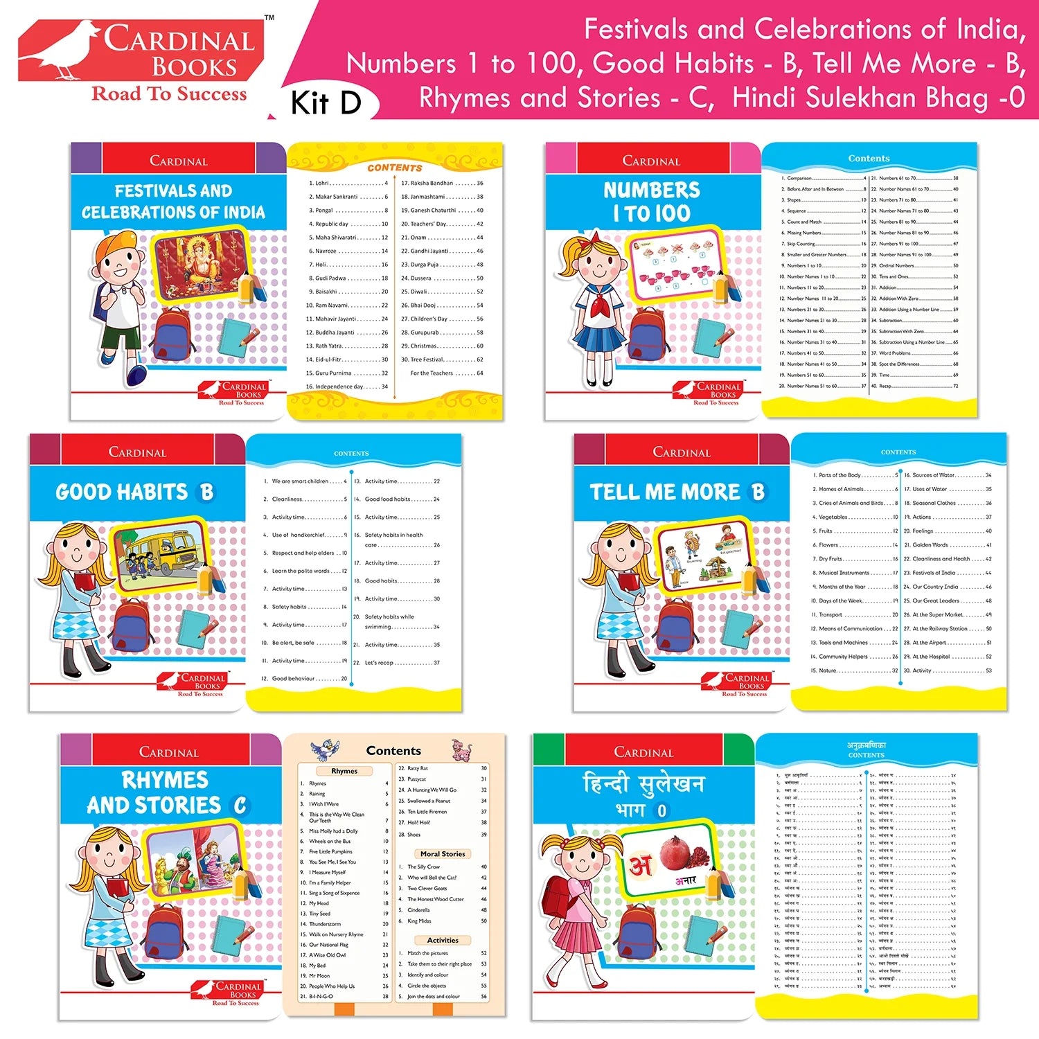 Cardinal Books Preschool Learning Senior KG (UKG) Kit D Set of 16| Cursive Alphabet| Number|Rhymes and Stories| Phonic|Ages…