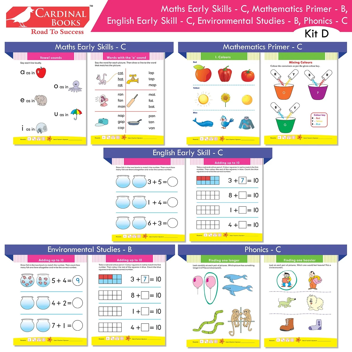 Cardinal Books Preschool Learning Senior KG (UKG) Kit D Set of 16| Cursive Alphabet| Number|Rhymes and Stories| Phonic|Ages…