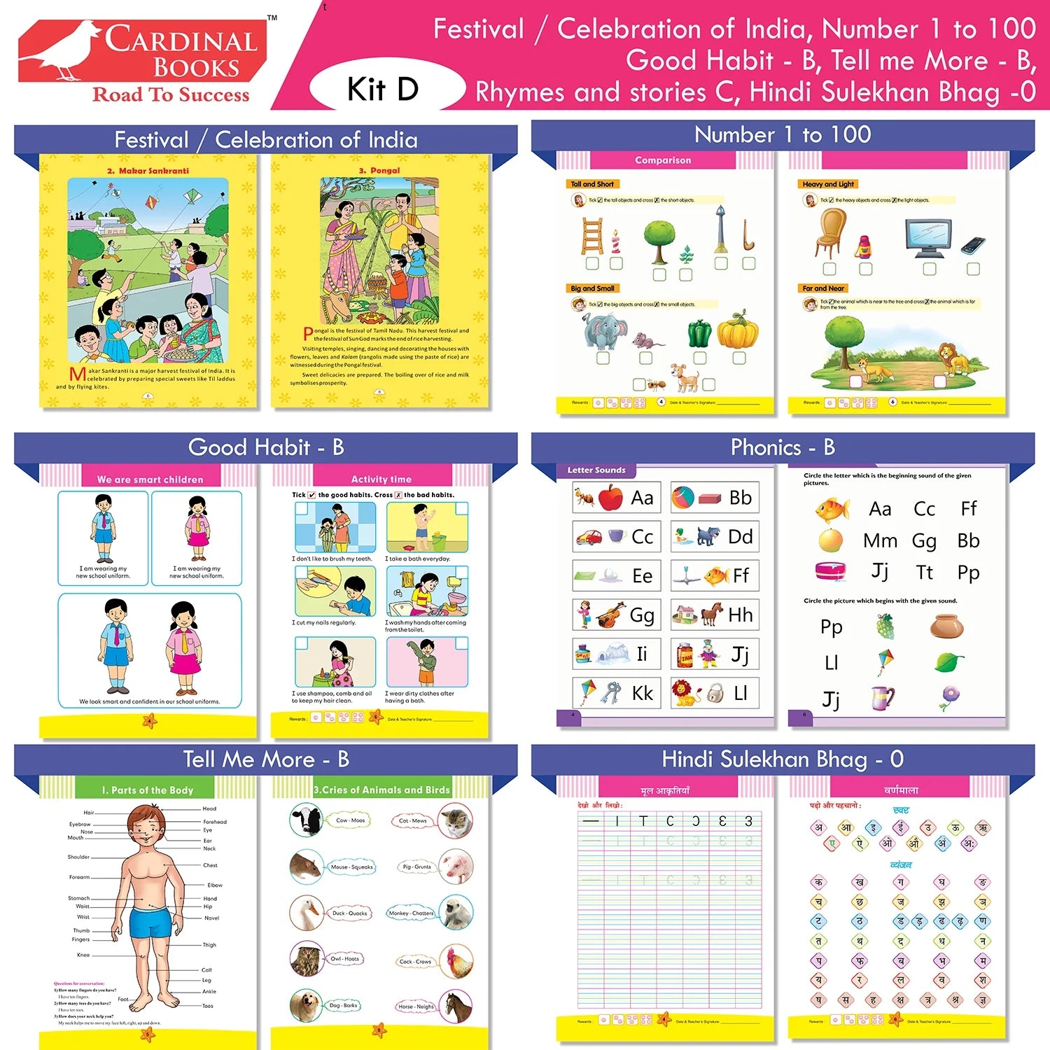 Cardinal Books Preschool Learning Senior KG (UKG) Kit D Set of 16| Cursive Alphabet| Number|Rhymes and Stories| Phonic|Ages…