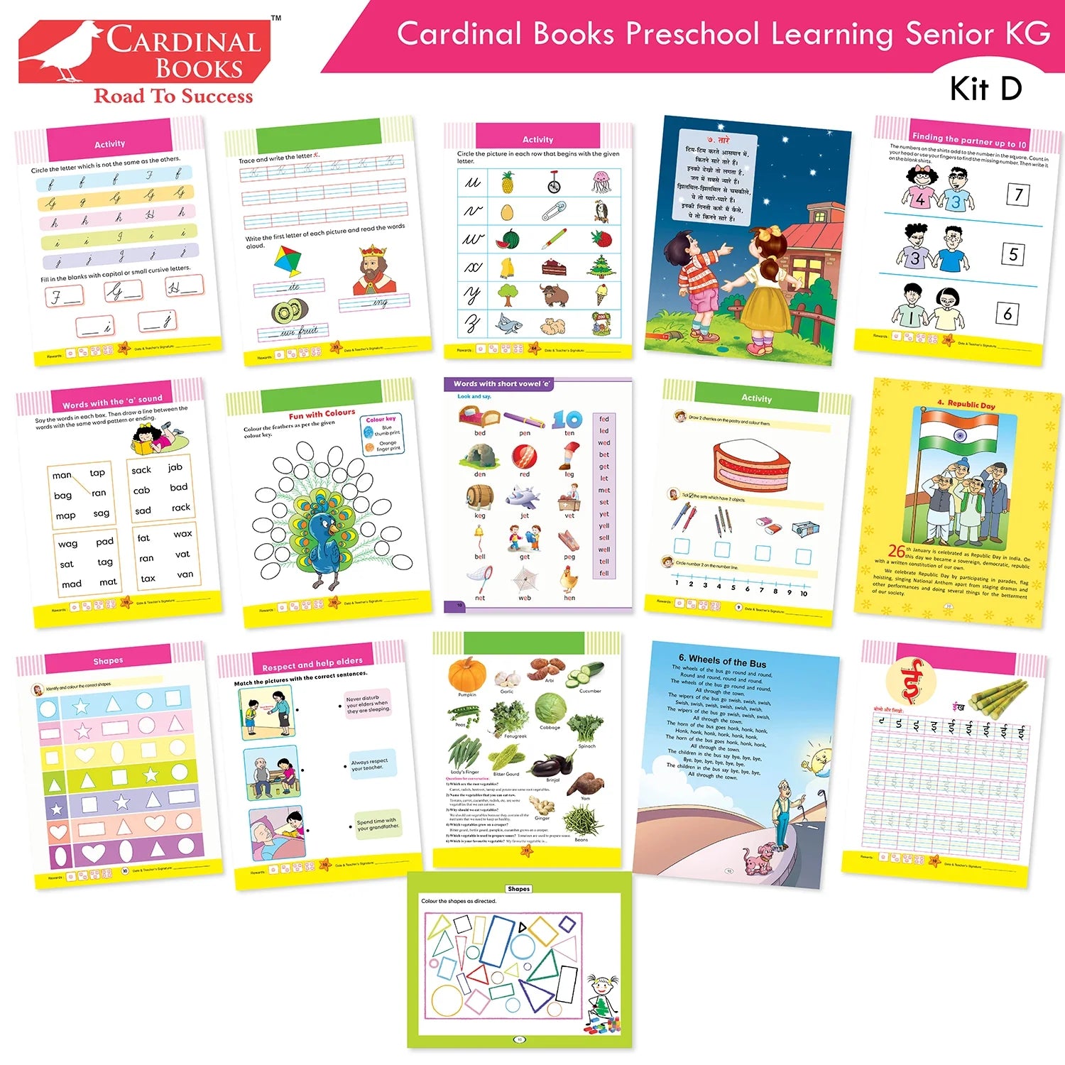 Cardinal Books Preschool Learning Senior KG (UKG) Kit D Set of 16| Cursive Alphabet| Number|Rhymes and Stories| Phonic|Ages…