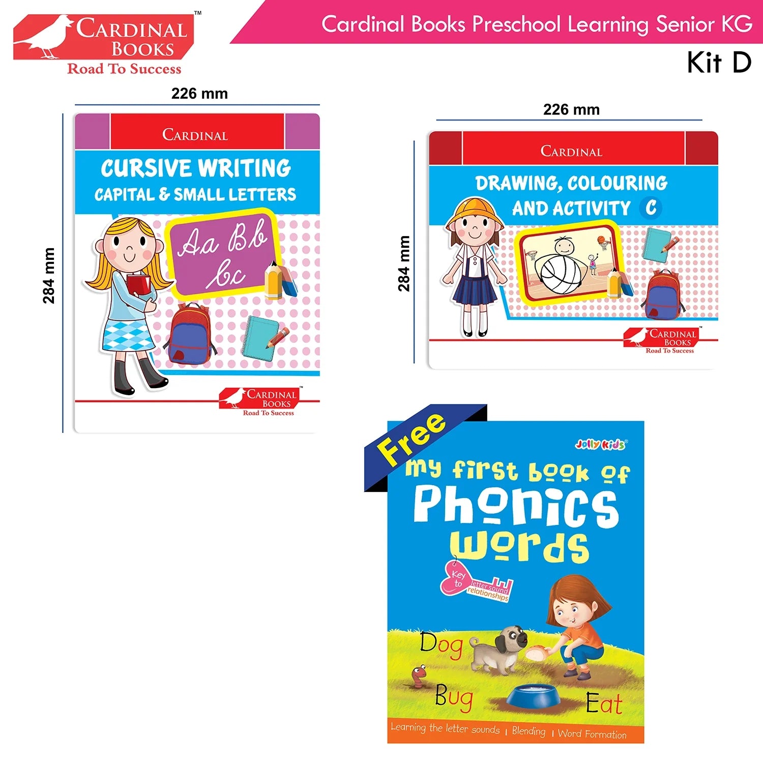Cardinal Books Preschool Learning Senior KG (UKG) Kit D Set of 16| Cursive Alphabet| Number|Rhymes and Stories| Phonic|Ages…