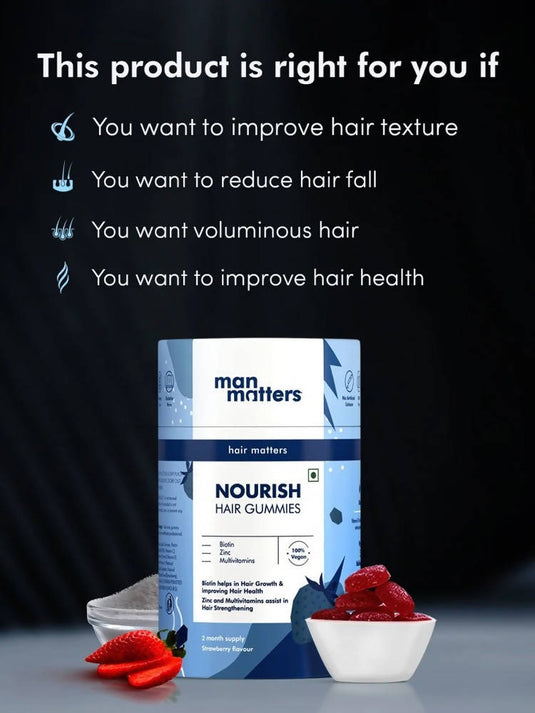 Man Matters Biotin Nourish Hair Gummies (Sugar Free) - Strawberry Flavor image 4